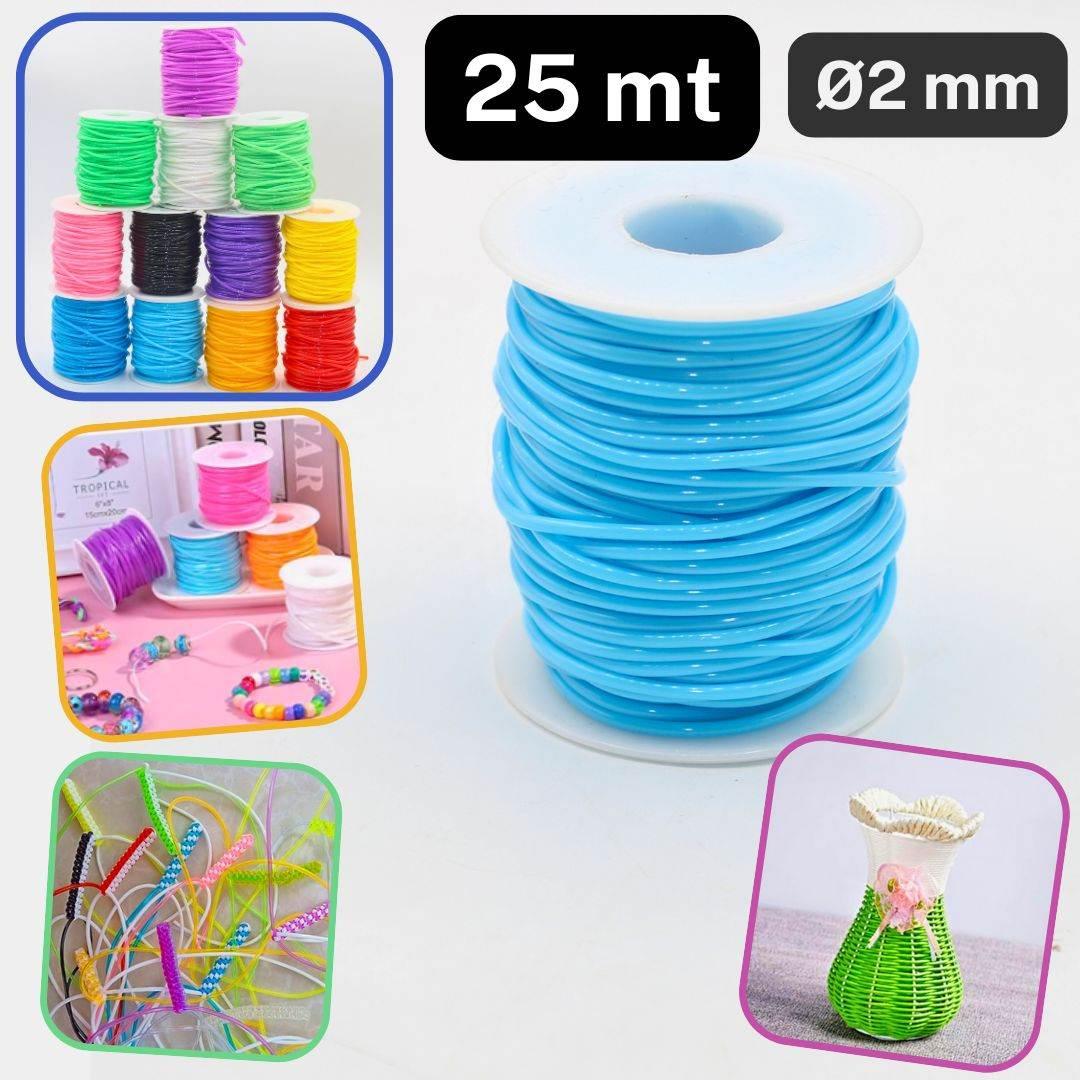 25 meters Round Plastic Cords 2mm Wide, PVC for Jewelry Making or DIY - Scoubidou - ACCESSOIRES LEDUC BV