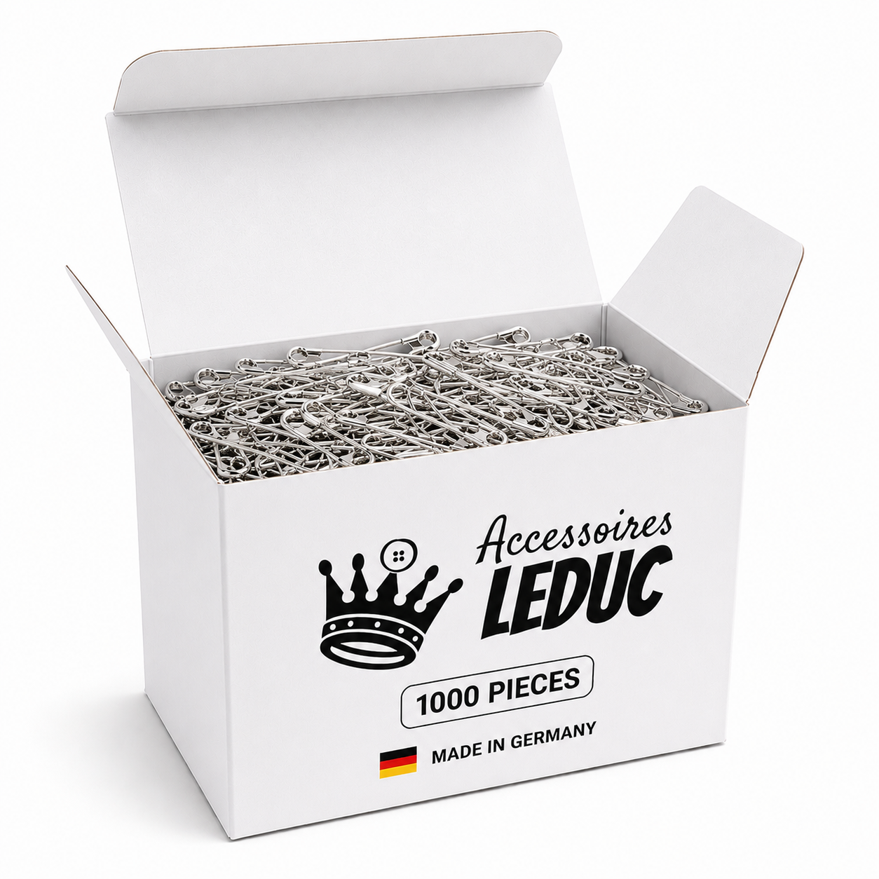 1000 Sicherheitsnadeln, 28–38 mm, schwarz oder silber