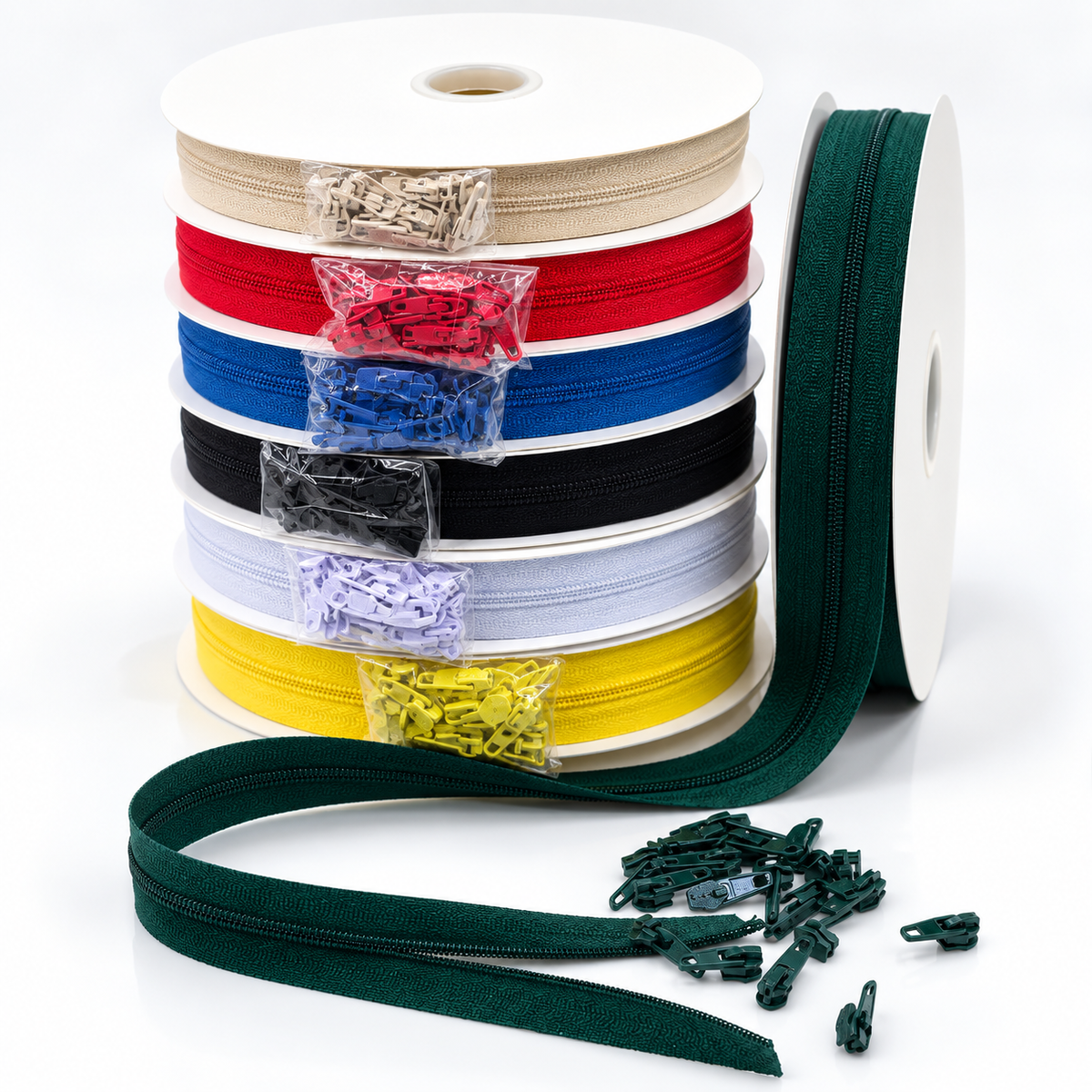 10m Nylon Zipper Roll with 20 Sliders 4mm for Sewing & Bag Making
