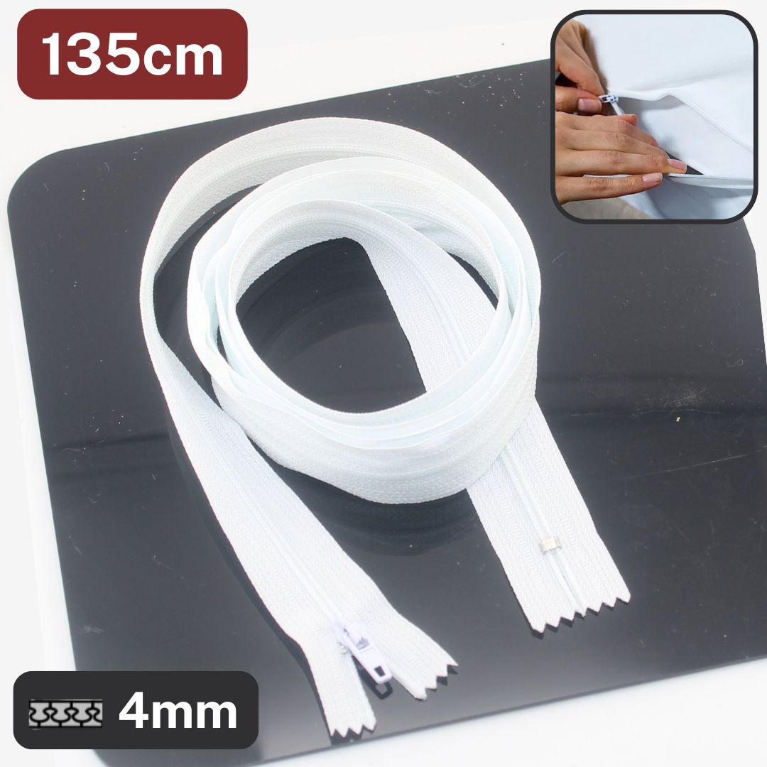 Extra-Long Bed Linen Zipper 135–155 cm White