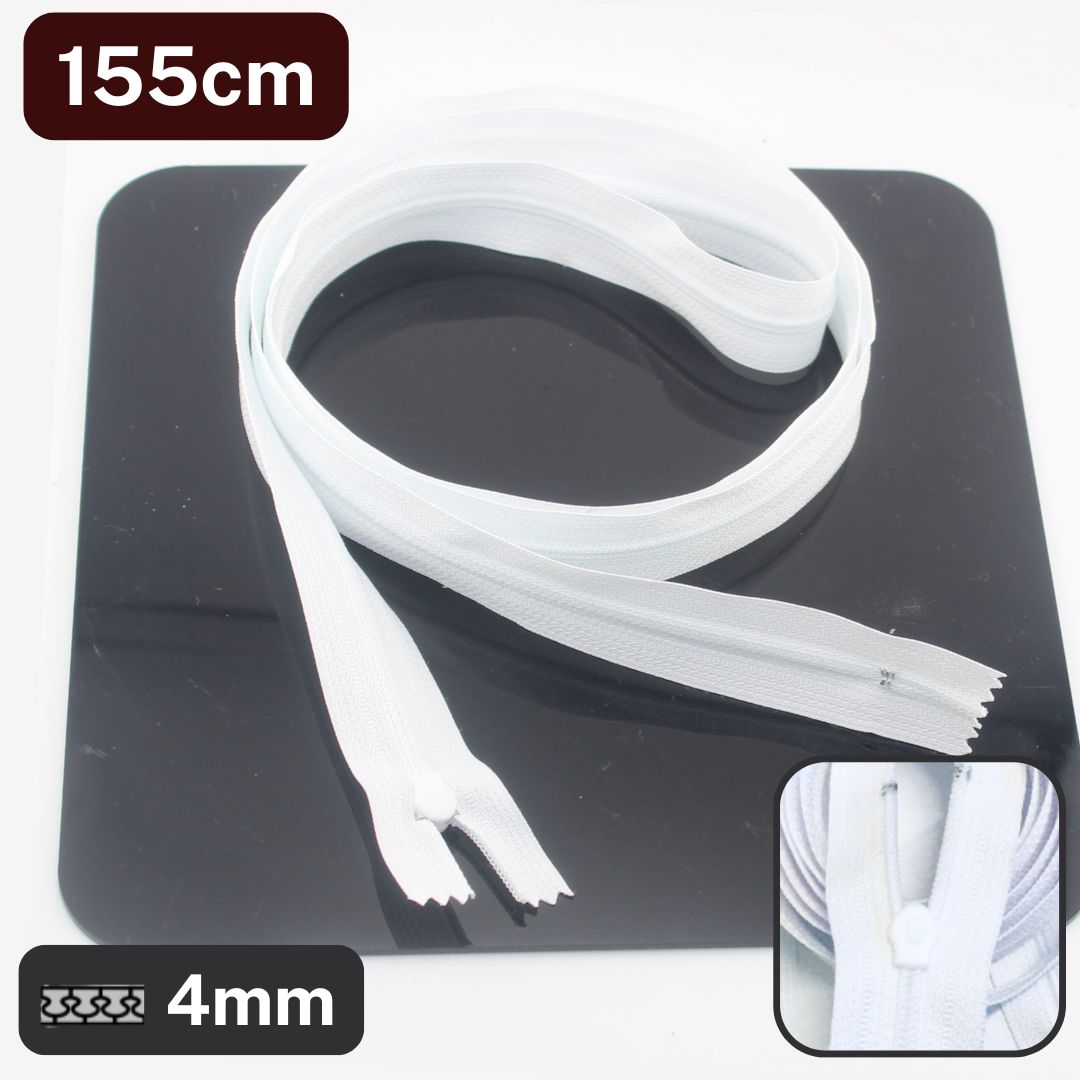 Extra-Long Bed Linen Zipper 135–155 cm White
