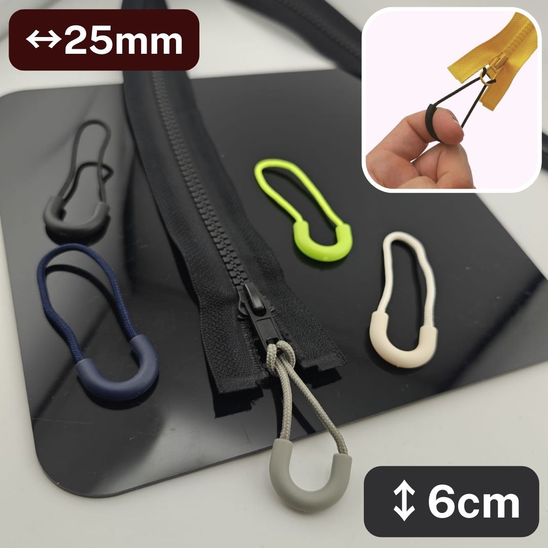 Round Loop Zip Pullers 25×60 mm 15 pcs
