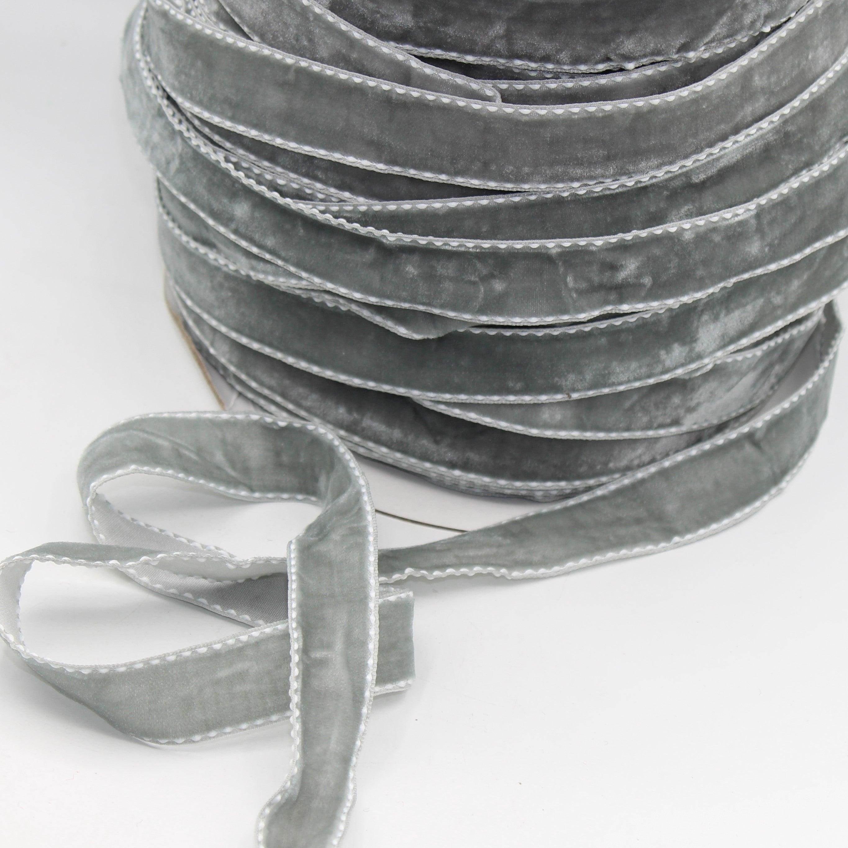 5 meters Stitched Velvet Ribbon 9 / 15 / 20mm #VEL1501 - ACCESSOIRES LEDUC BV