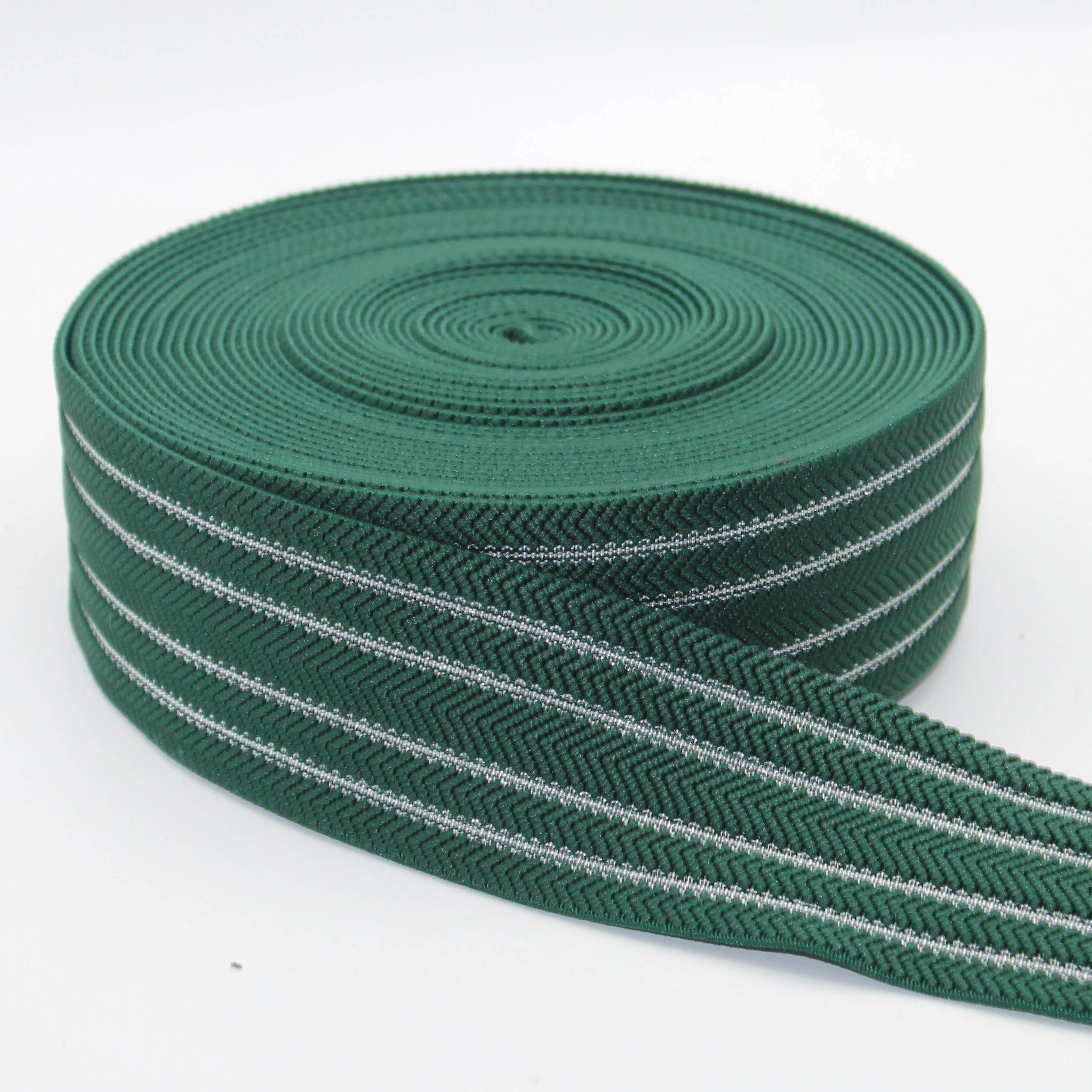 Silver Stripes Herringbone Elastic 50mm #ELA1313 - ACCESSOIRES LEDUC BV