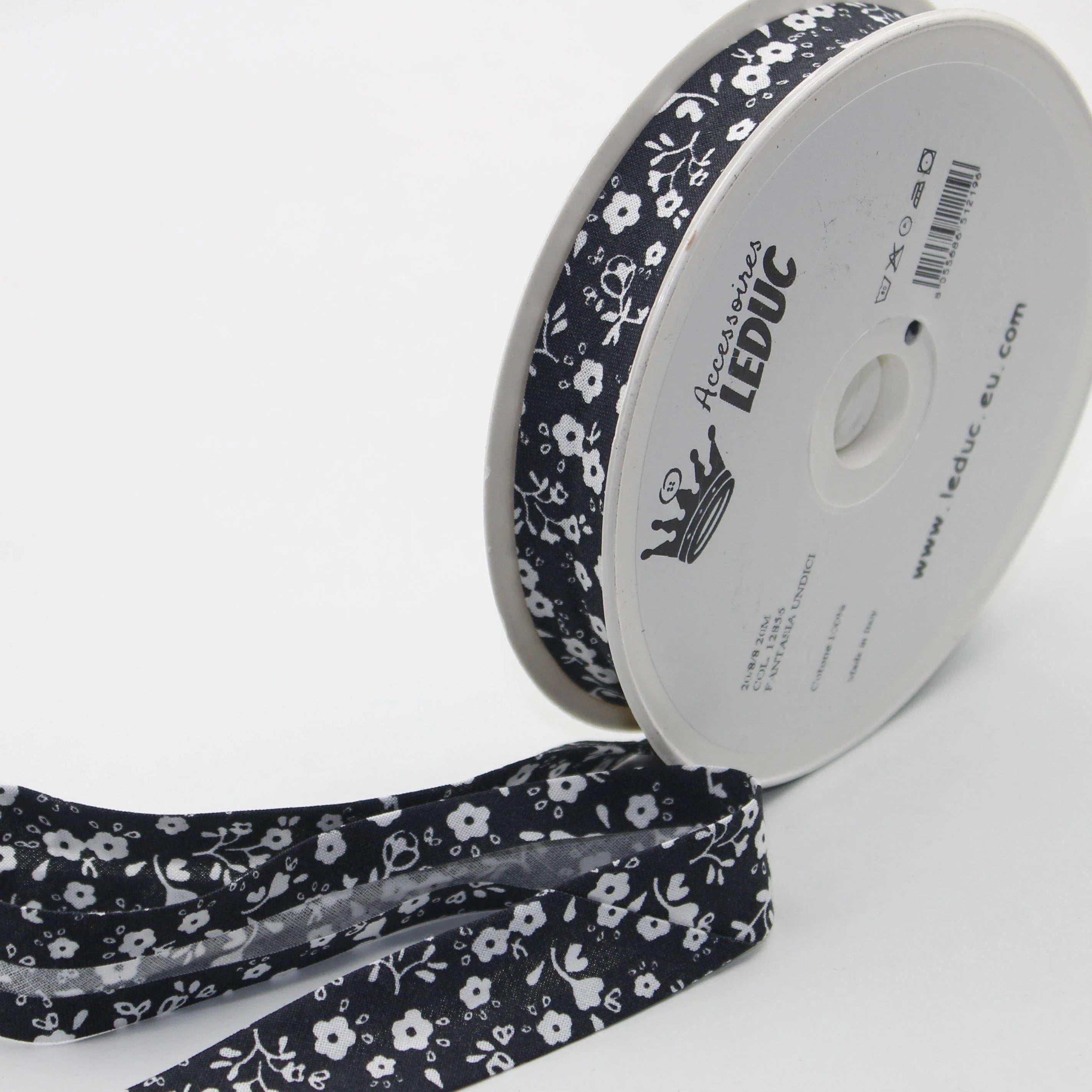 20 meters Floral Cotton Bias Binding (20mm : 20/8/8 prefolded) - ACCESSOIRES LEDUC BV