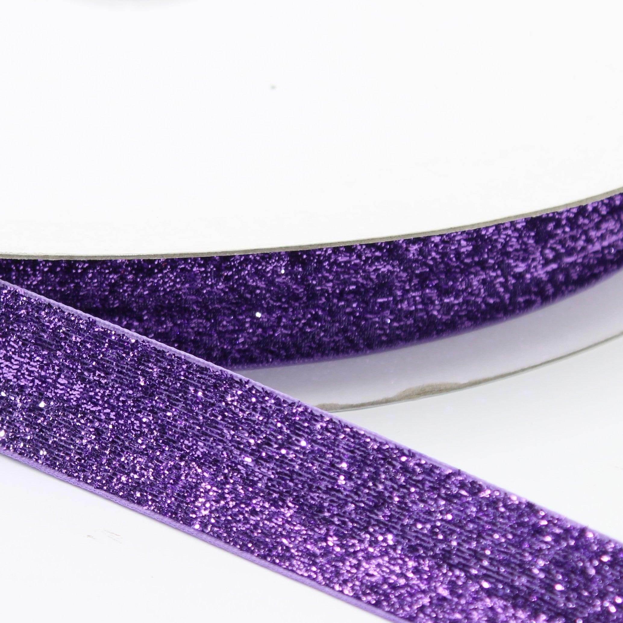 5 Meters 10 / 15 / 25mm Glitter Lurex Velvet Ribbons #VEL1502 - ACCESSOIRES LEDUC BV
