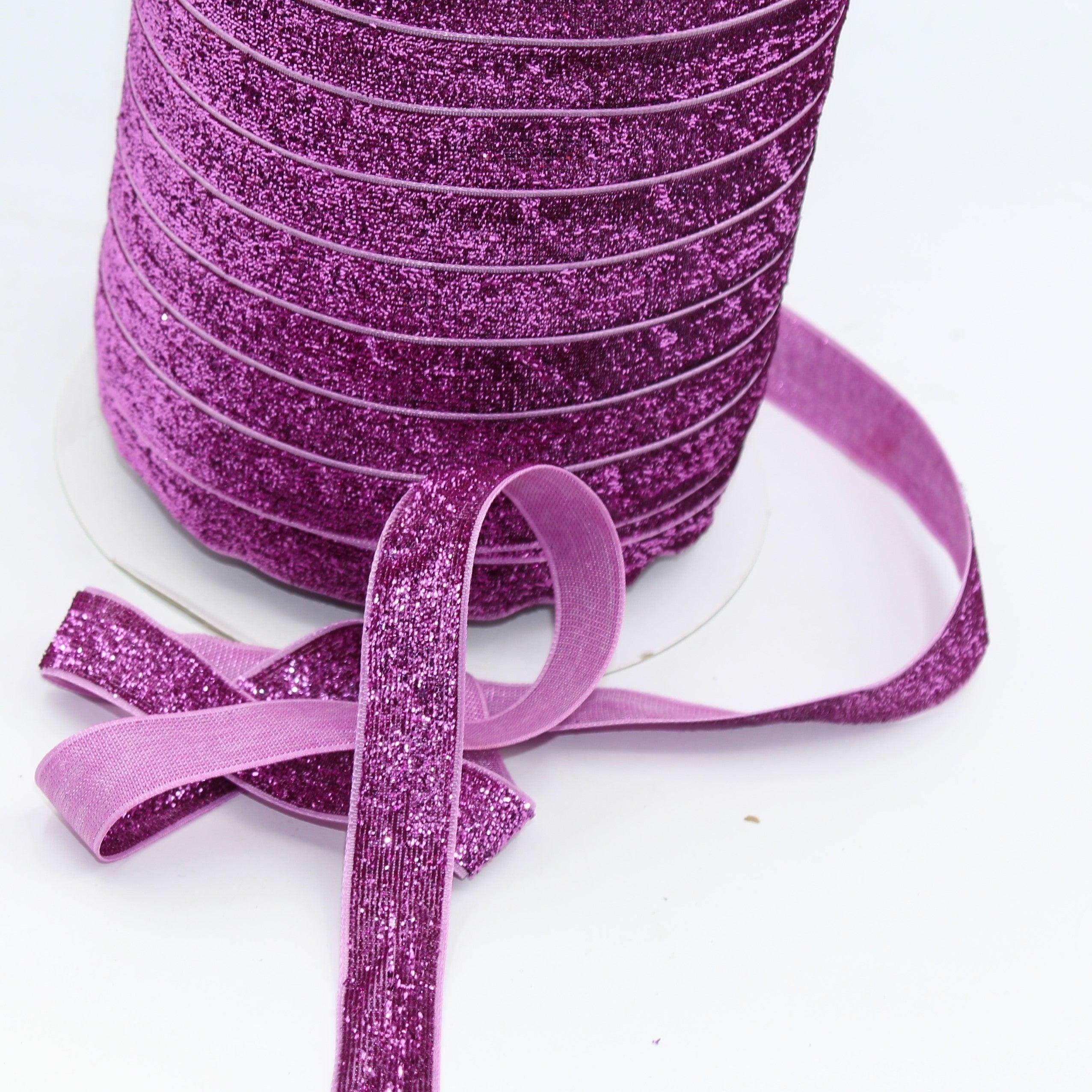 5 Meters 10 / 15 / 25mm Glitter Lurex Velvet Ribbons #VEL1502 - ACCESSOIRES LEDUC BV