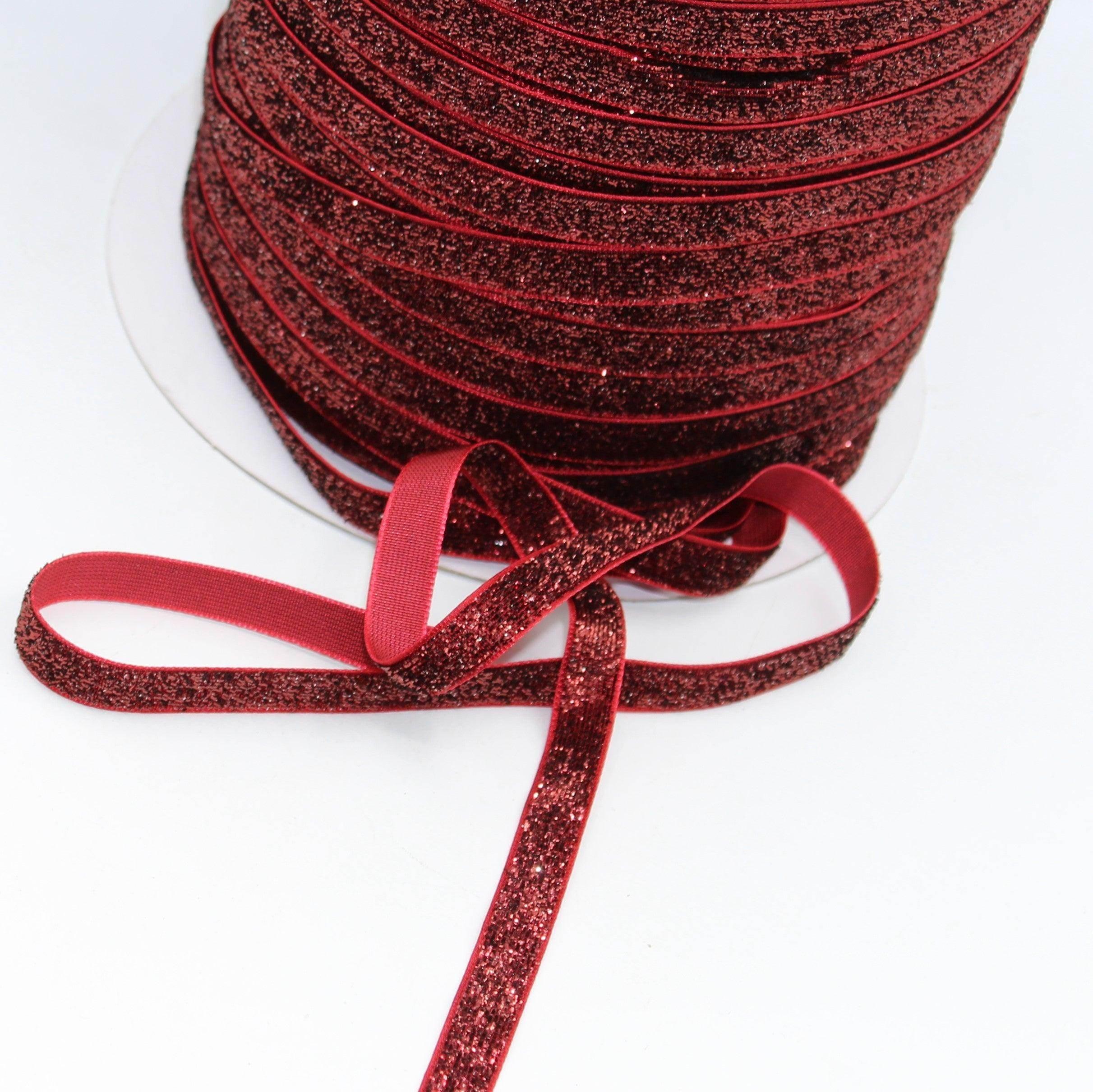 5 Meters 10 / 15 / 25mm Glitter Lurex Velvet Ribbons #VEL1502 - ACCESSOIRES LEDUC BV