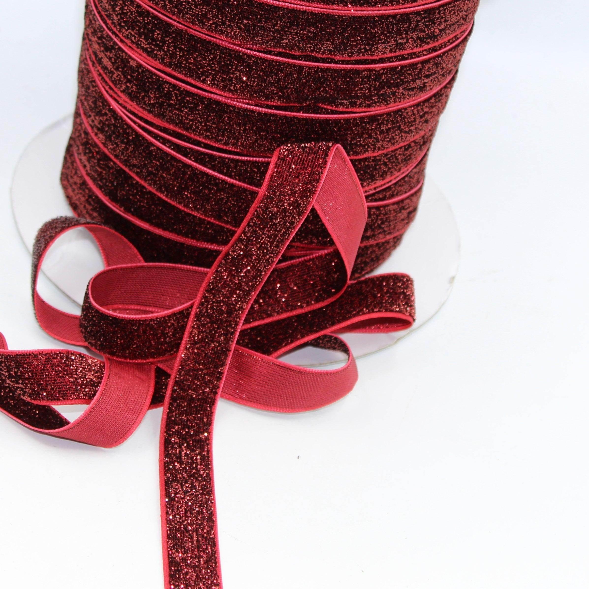 5 Meters 10 / 15 / 25mm Glitter Lurex Velvet Ribbons #VEL1502 - ACCESSOIRES LEDUC BV