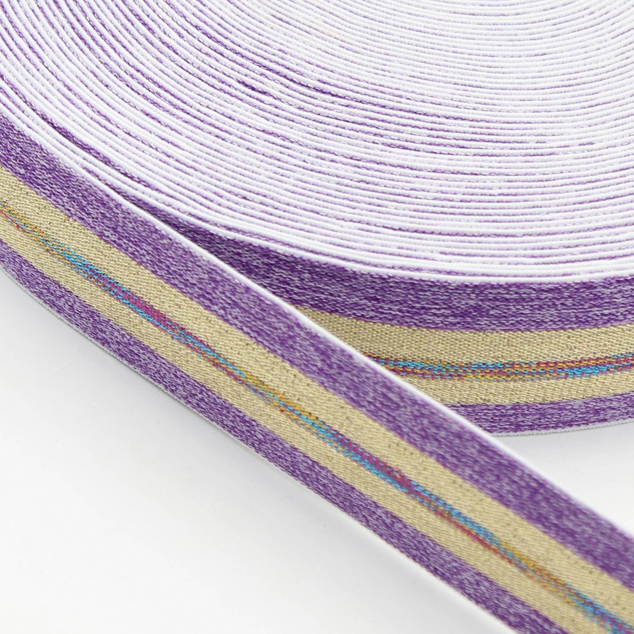 5 METERS - 40mm Lurex Elastic Striped Multicolour #ELA2064-#ELA2065 - ACCESSOIRES LEDUC BV