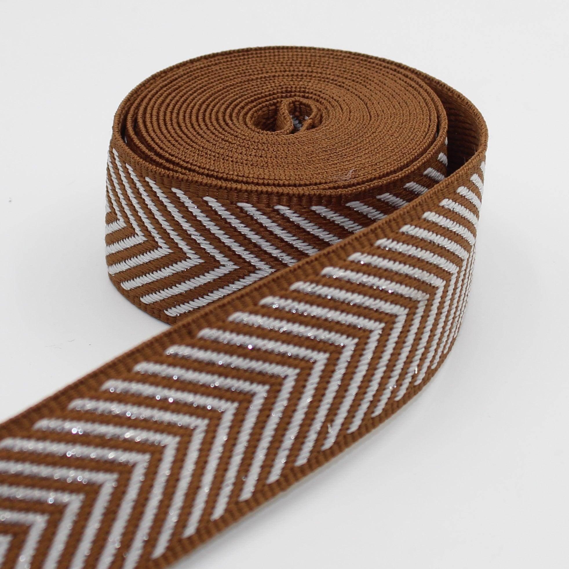 5 meters Webbing with Silver Arrows 38mm #RUB3507 - ACCESSOIRES LEDUC BV