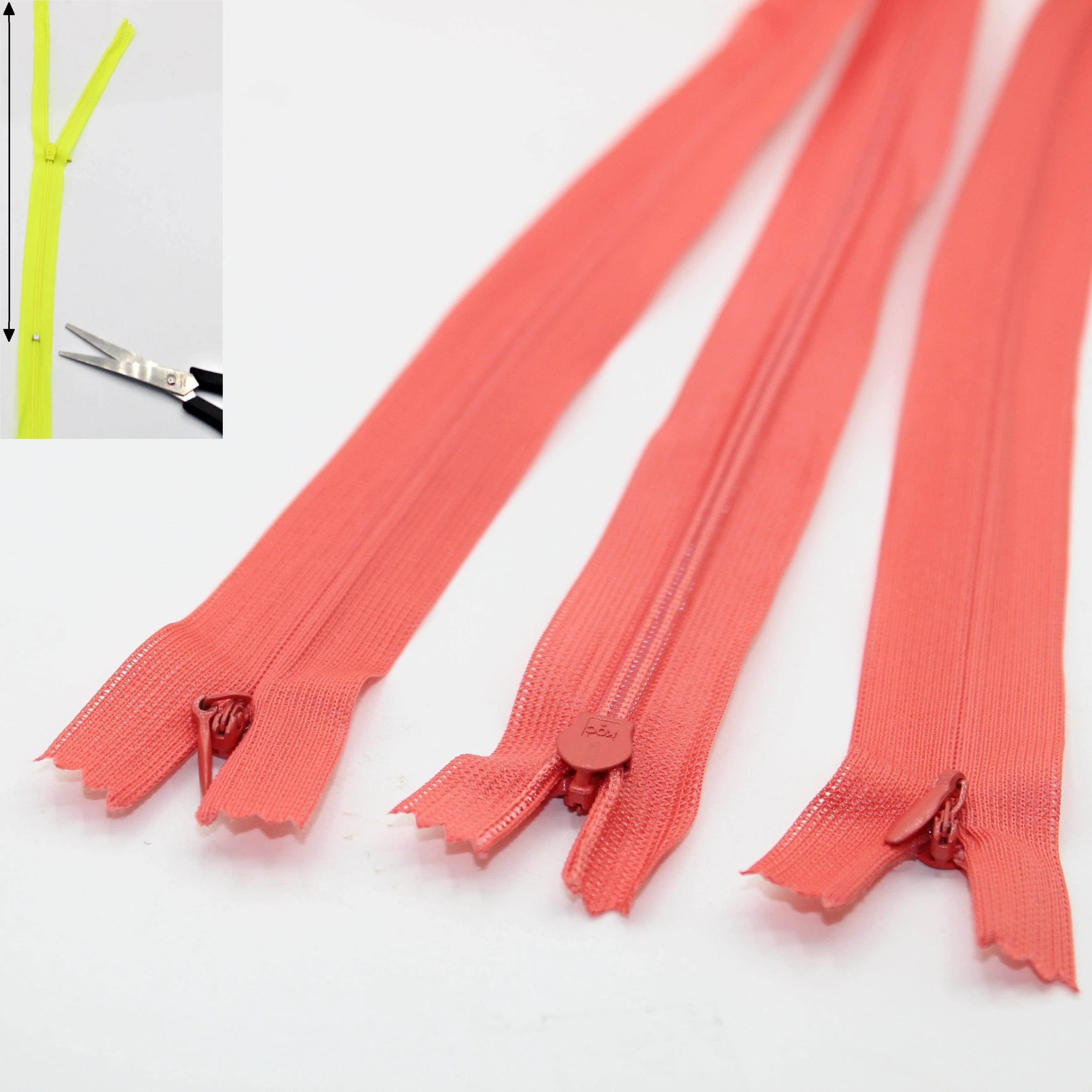3 Adjustable Invisible Zippers (concealed) length up to 60cm #ZIG60ADJ - ACCESSOIRES LEDUC BV