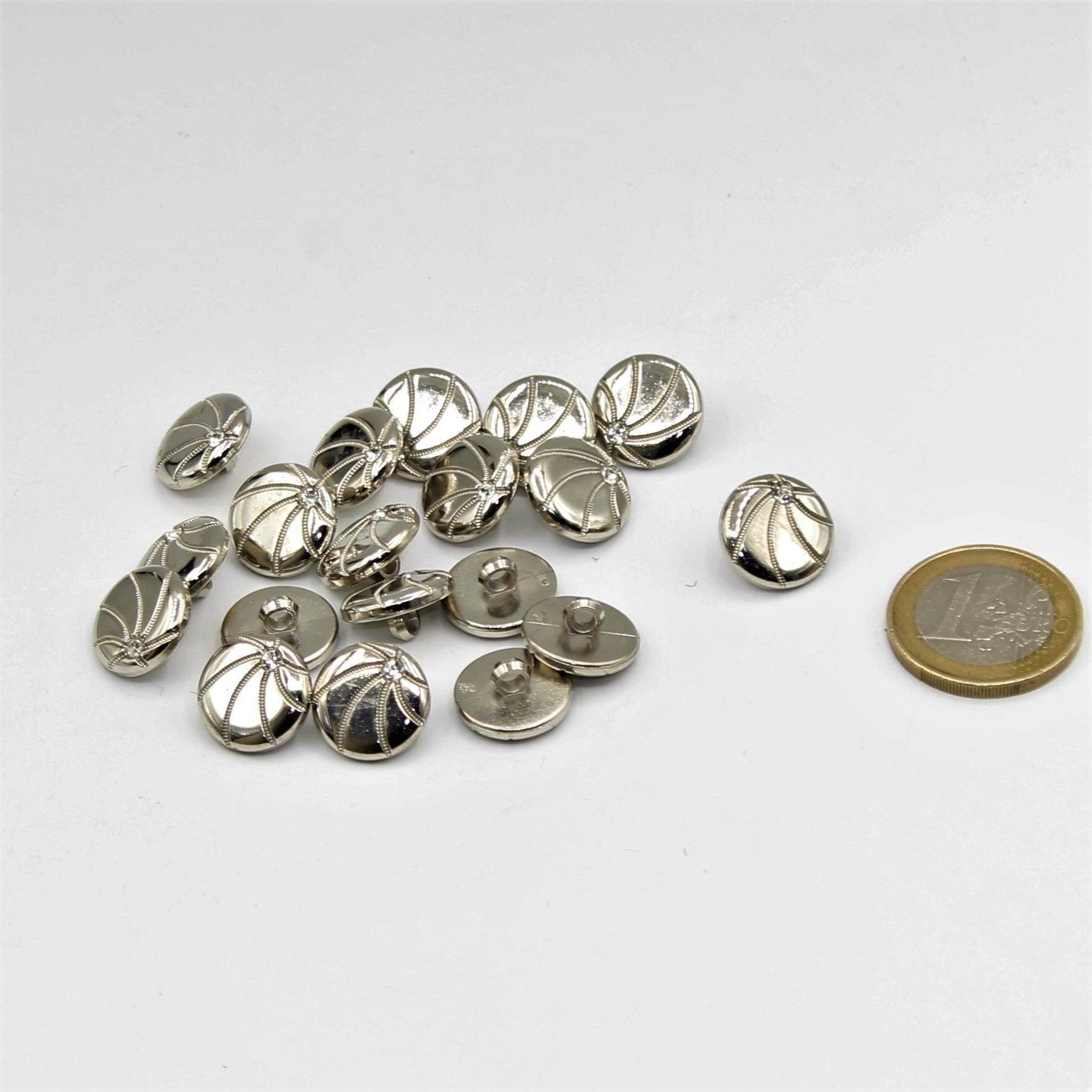 Silver Button in the Shape of a Basketball with Strass 14 and 18mm - ACCESSOIRES LEDUC BV