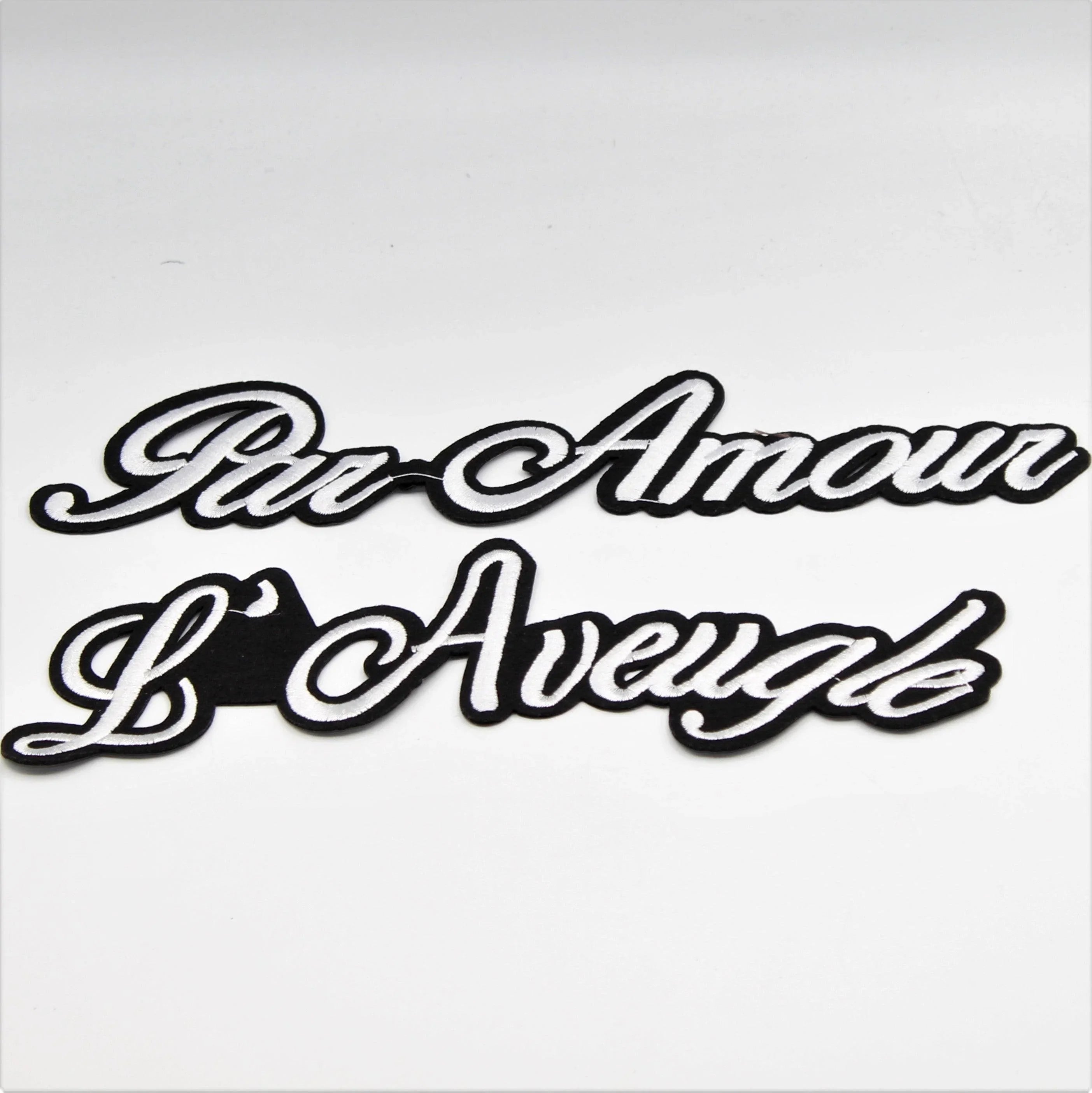 Black and White Iron-on Patch "PAR AMOUR AND "L'AVEUGLE" - ACCESSOIRES LEDUC