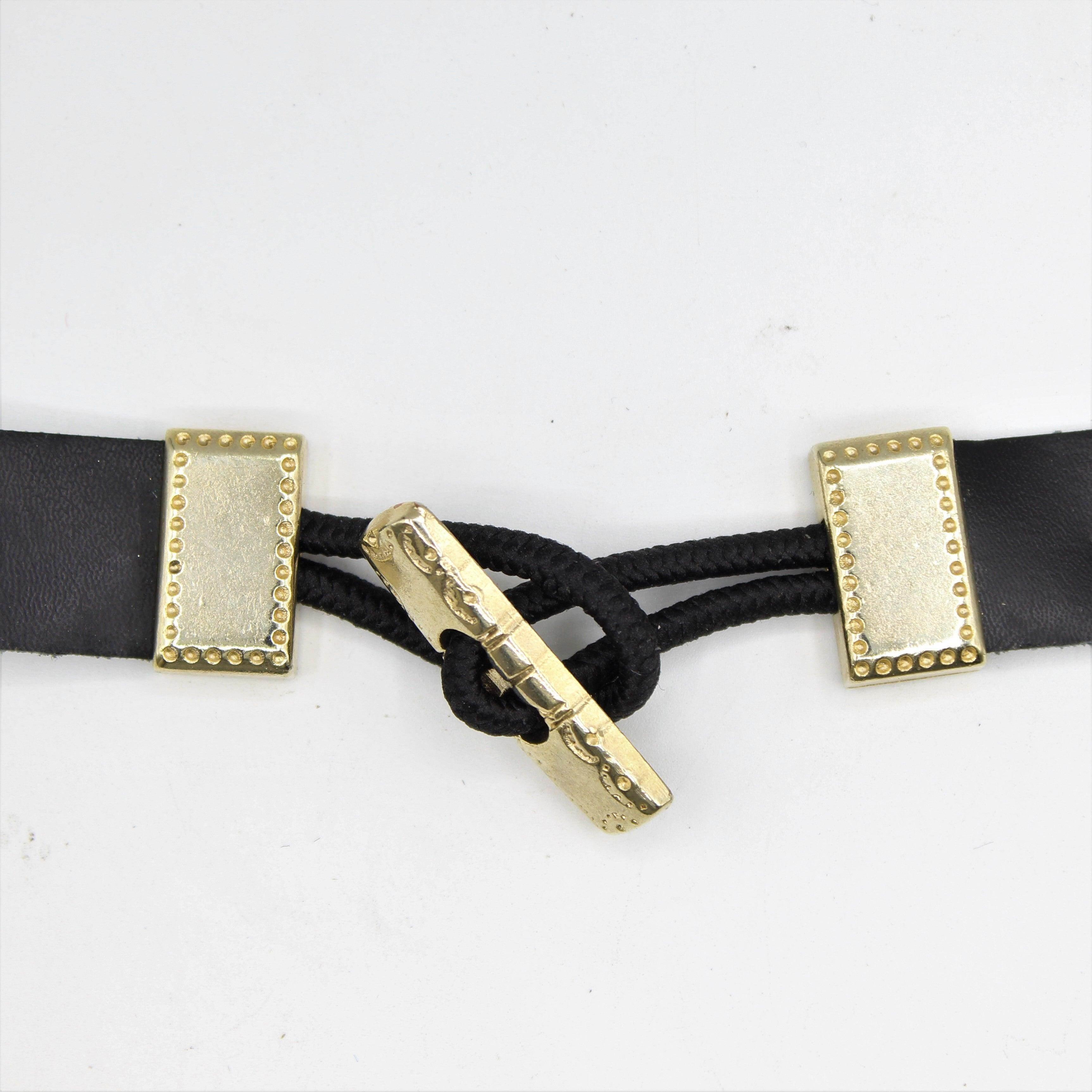 Leather and Gold Bag Buckle Fastener 13cm - ACCESSOIRES LEDUC BV