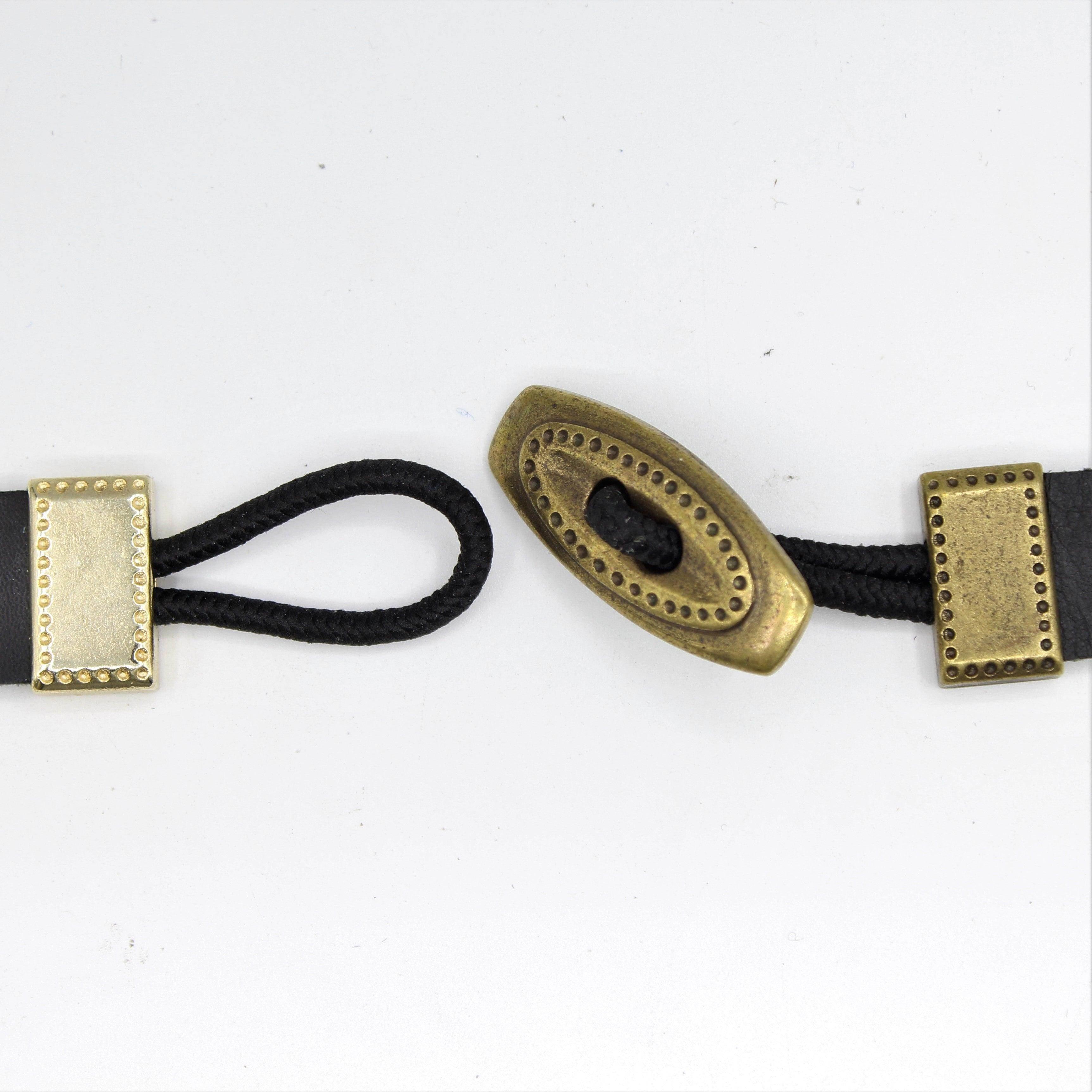 Leather and Gold Bag Buckle Fastener 13cm - ACCESSOIRES LEDUC BV
