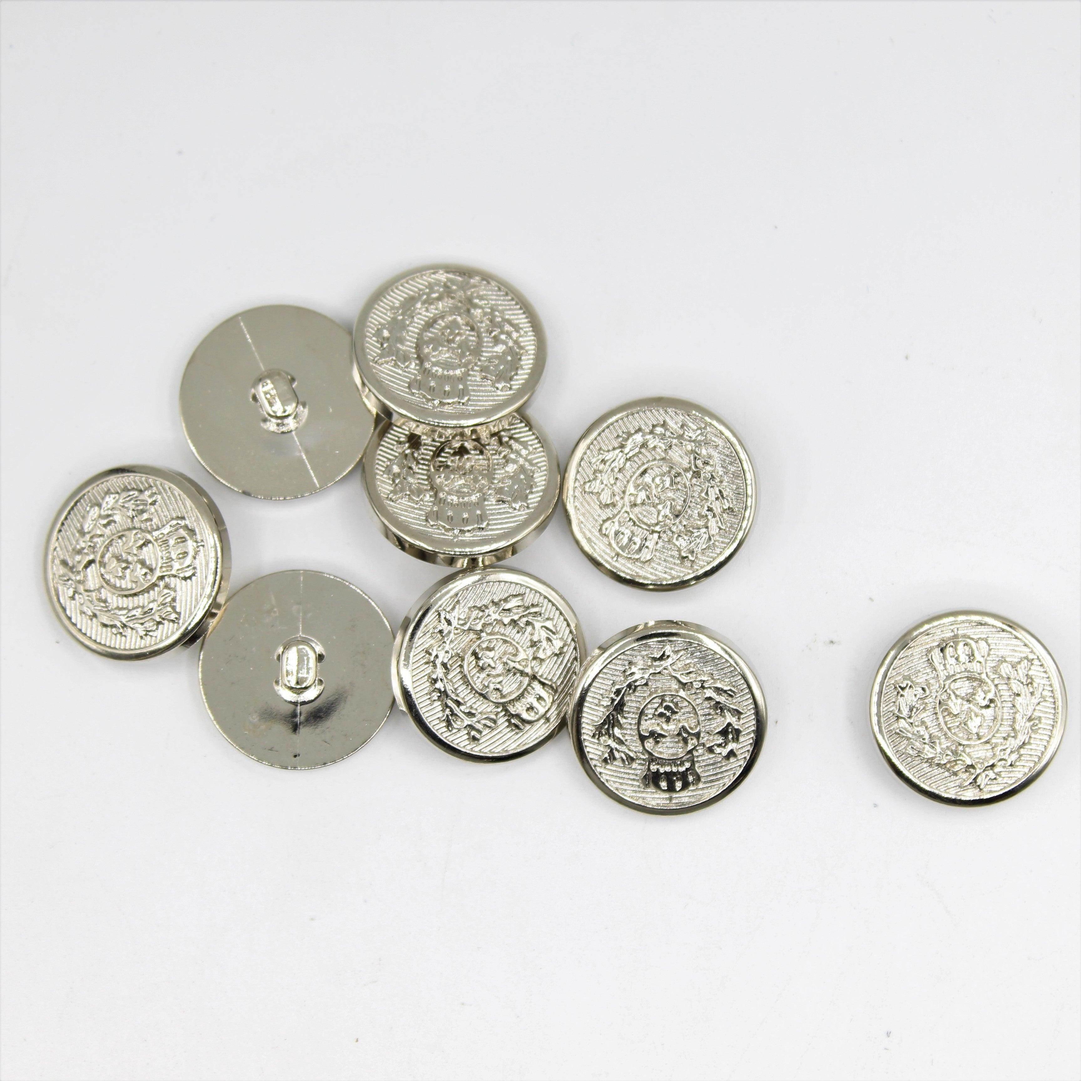 Gold and Silver Metallized Nylon Shank Button with Crown Design 15,18,20 and 23mm - ACCESSOIRES LEDUC BV