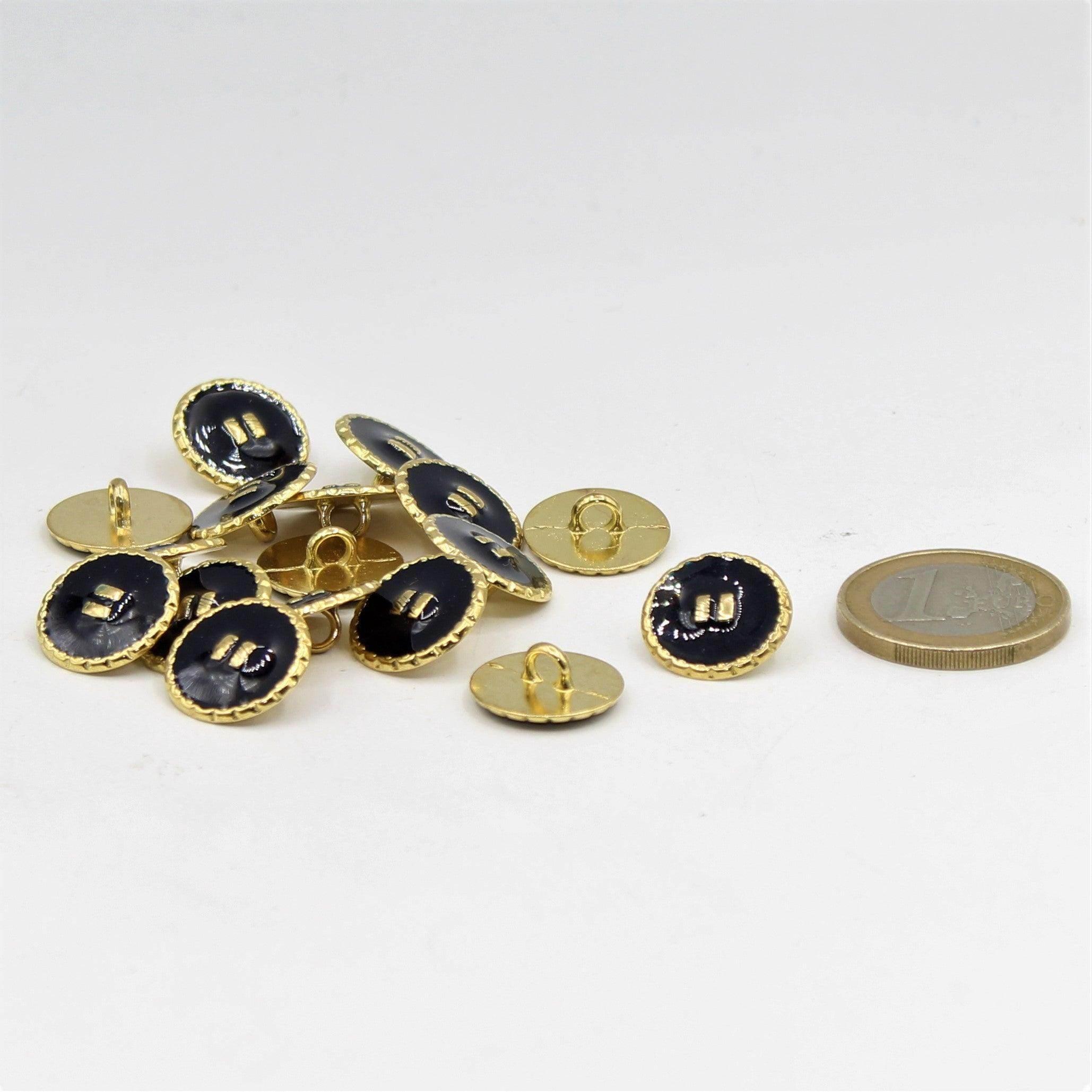 Gold and Navy Shank Button with 2 Golden Lines 15,18 and 23mm - ACCESSOIRES LEDUC BV