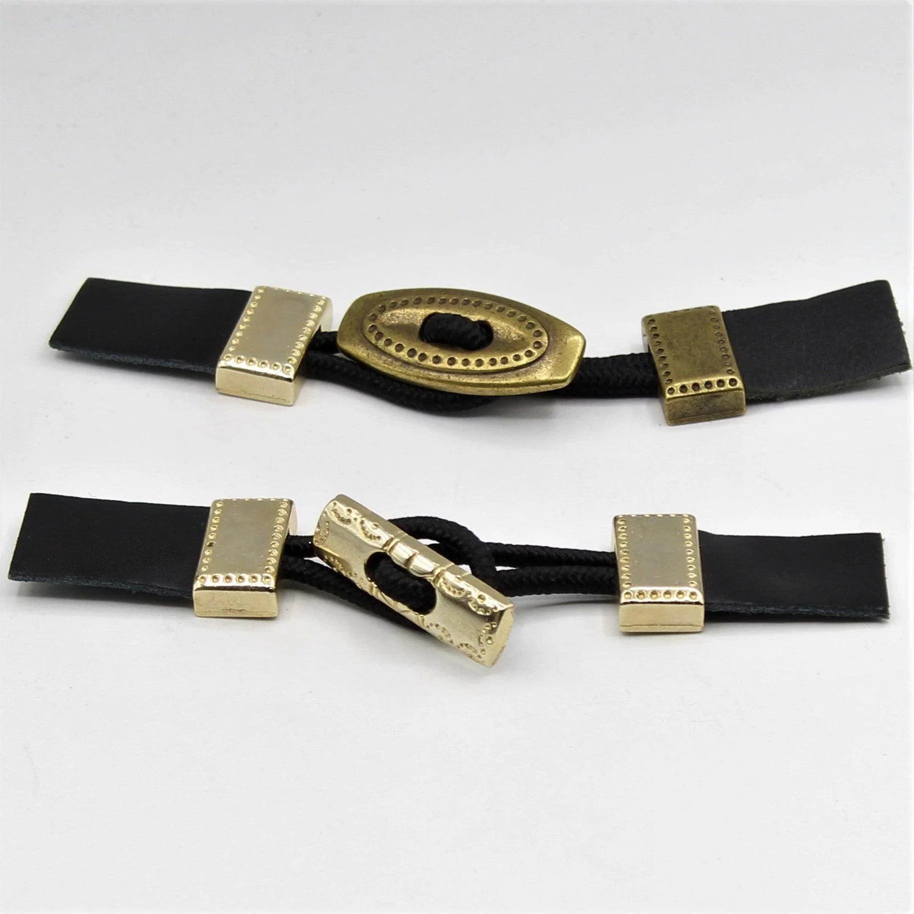 Leather and Gold Bag Buckle Fastener 13cm - ACCESSOIRES LEDUC BV
