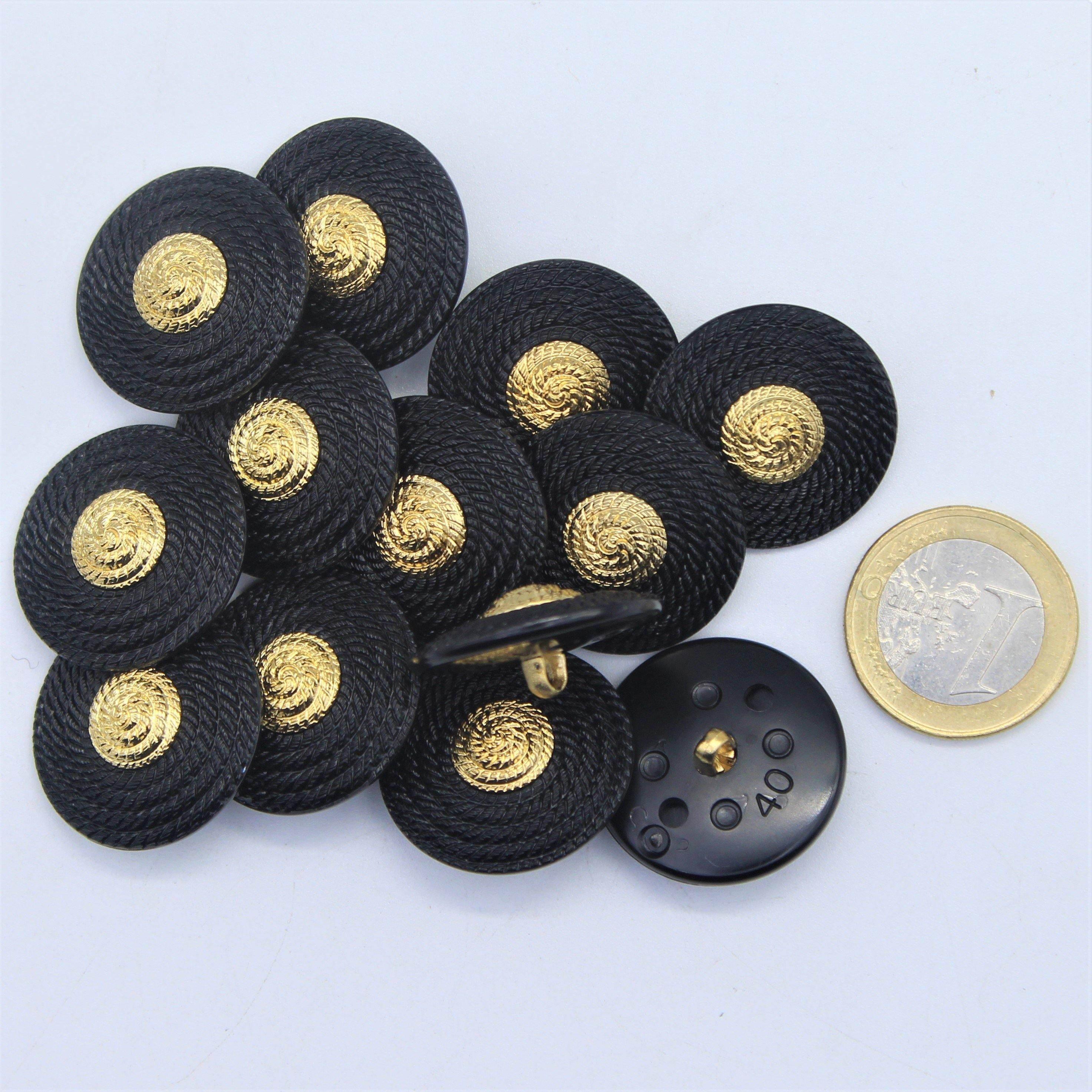 Black Shield with Gold Center Shank button #KCQ4002 - ACCESSOIRES LEDUC BV