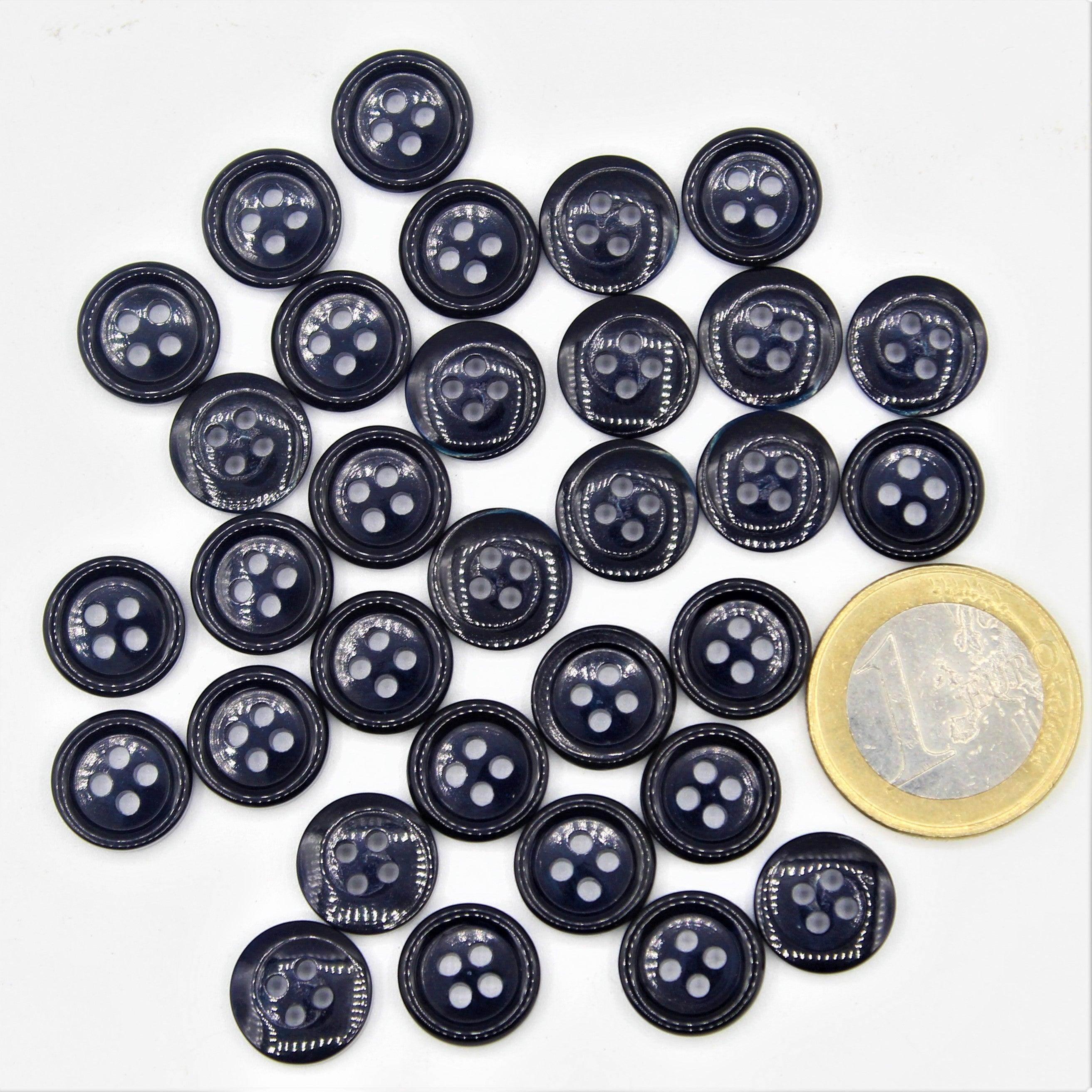 Galalith Marble Button Navy #KG44005 - ACCESSOIRES LEDUC BV