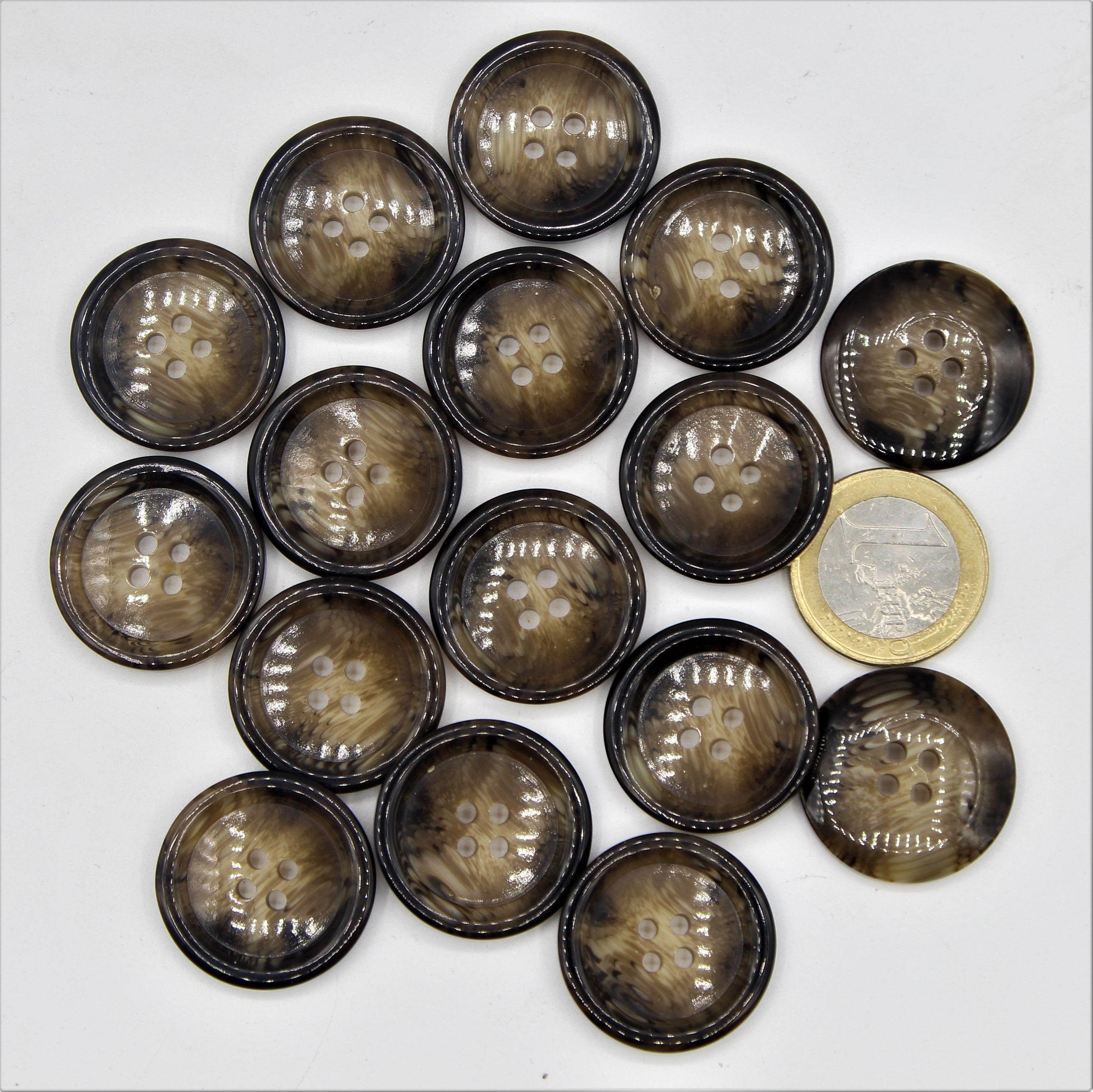 Galalith Marble Button Brown #KG44006 - ACCESSOIRES LEDUC BV