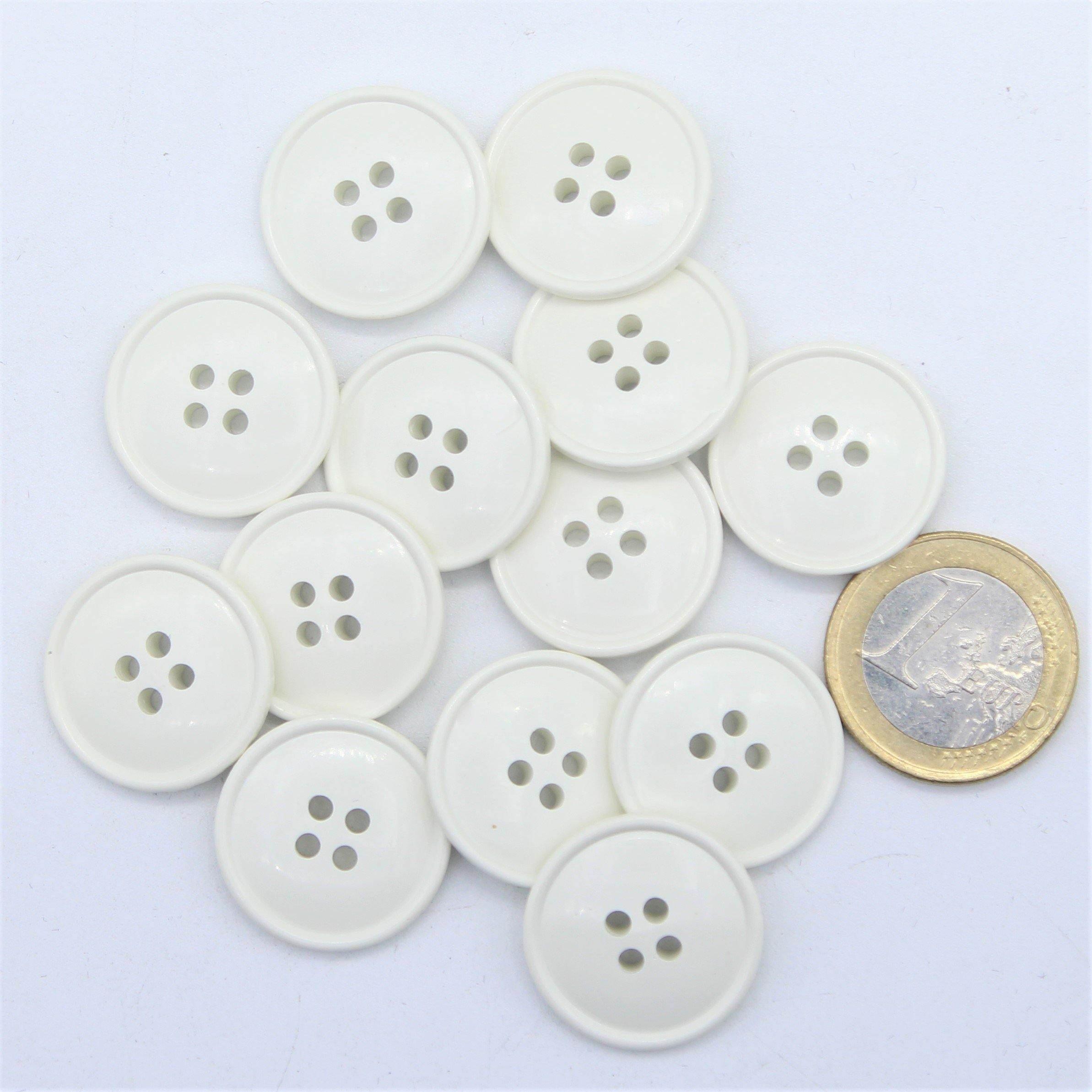 Galalith Classic White Blazer Button #KG44007 - ACCESSOIRES LEDUC BV