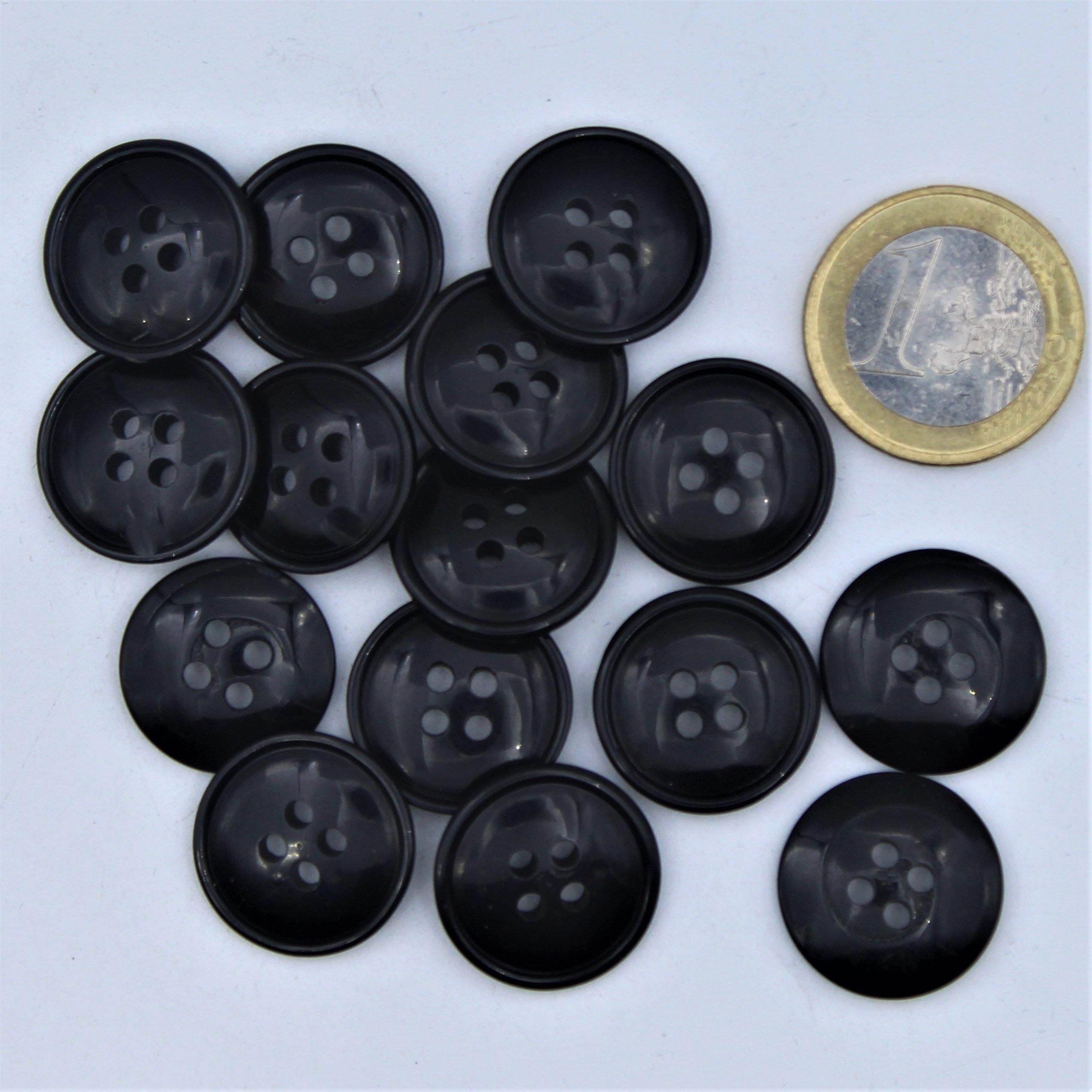 Galalith Classic Black Blazer Button#KG44008 - ACCESSOIRES LEDUC BV