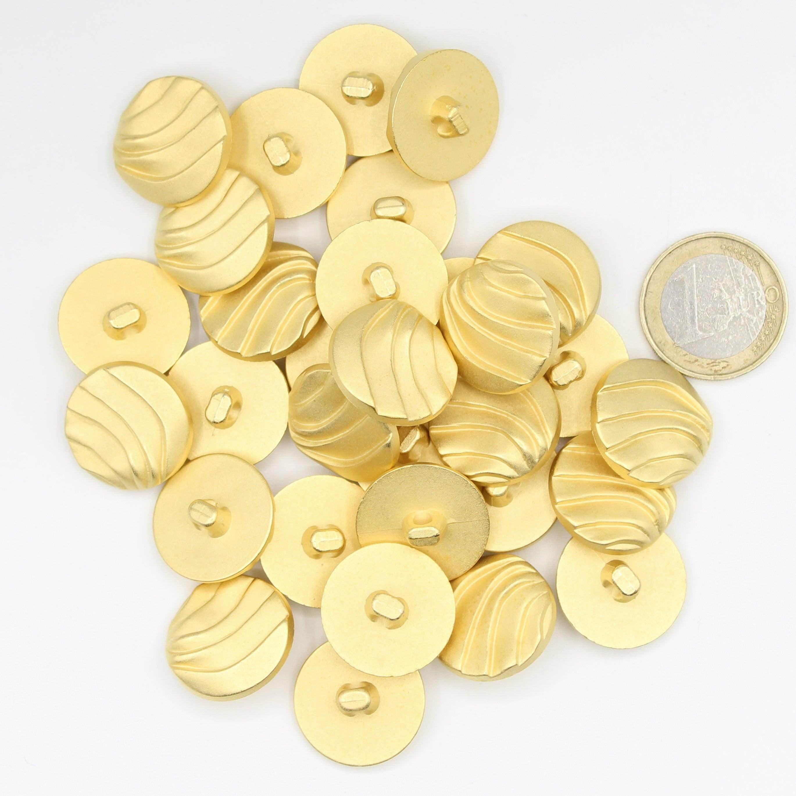 Gold Metal Wave lines style Vintage Blazer Buttons #KMQ028 - ACCESSOIRES LEDUC BV