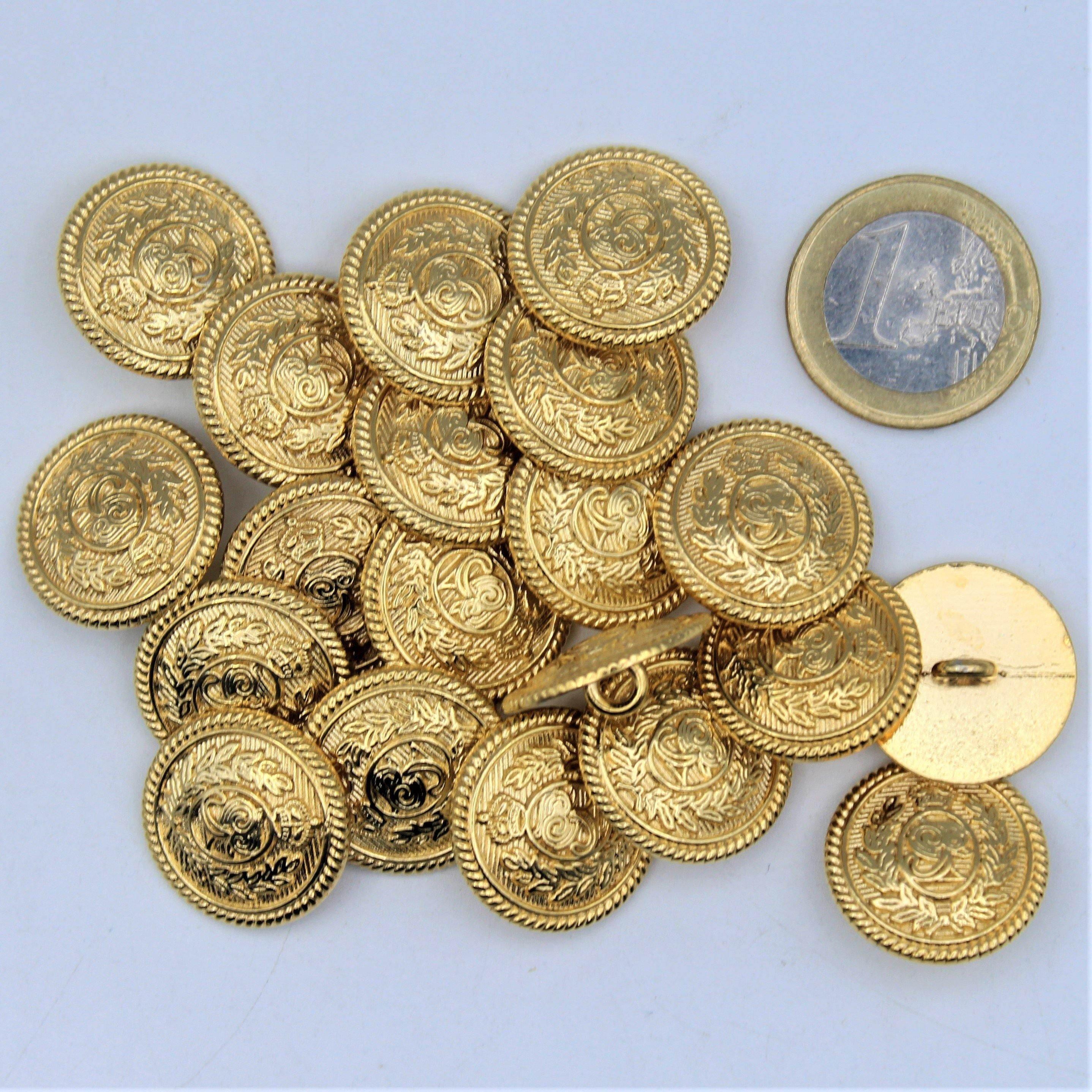 Old Military Gold Zamak Shank Button #KZQ4001 - ACCESSOIRES LEDUC BV