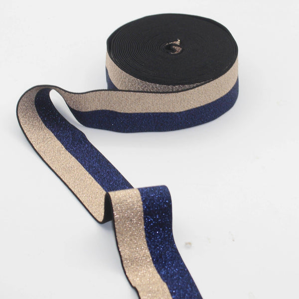 10 meters 40mm Bicolour All Lurex Elastic #ELA2821 - ACCESSOIRES LEDUC BV