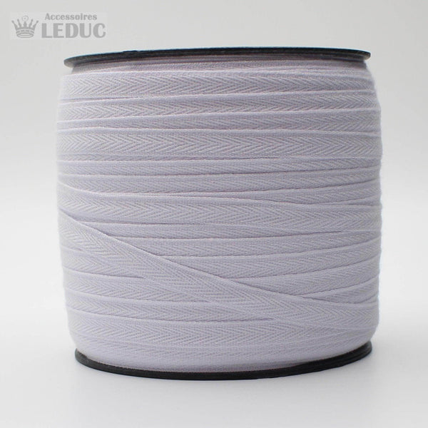 WHITE COTTON HERRINGBONE 8mm 200Meters - ACCESSOIRES LEDUC BV