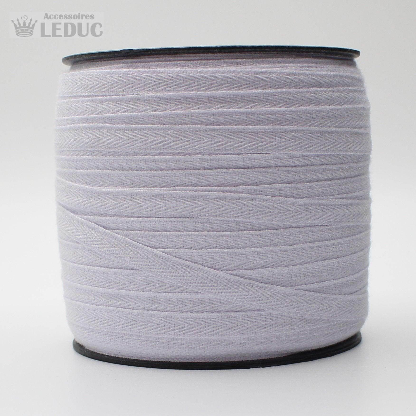 WHITE COTTON HERRINGBONE 8mm 200Meters - ACCESSOIRES LEDUC BV