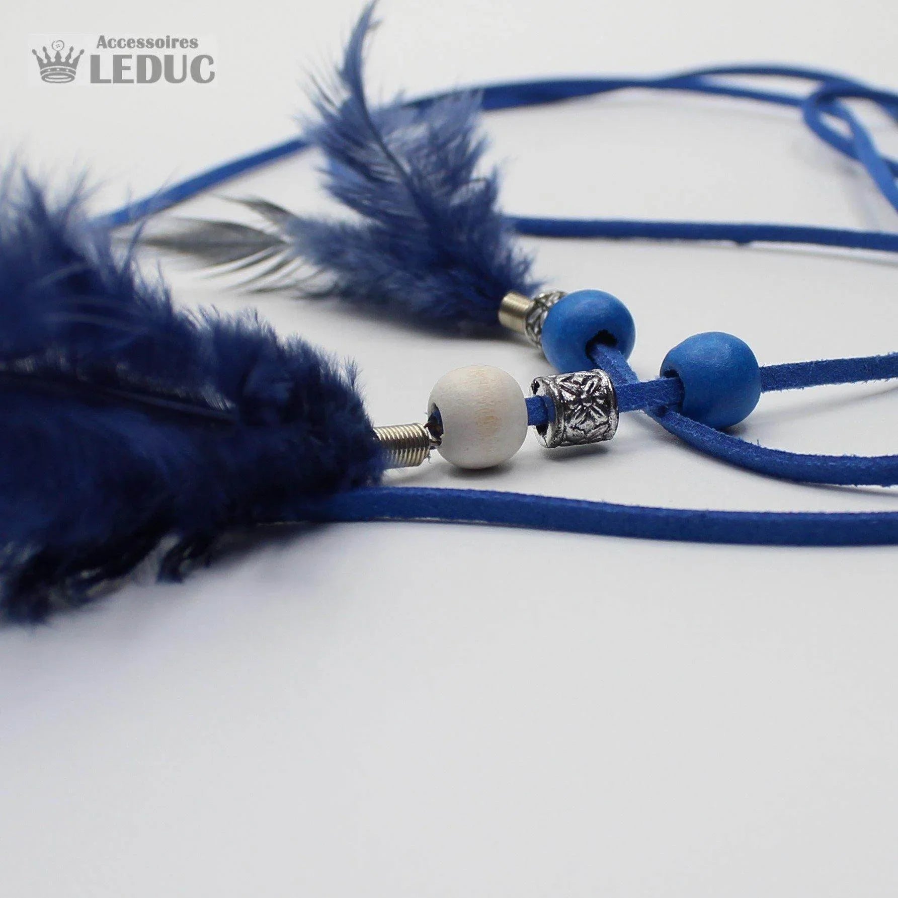 5 blue feather + suede belts 140 cm - ACCESSOIRES LEDUC BV
