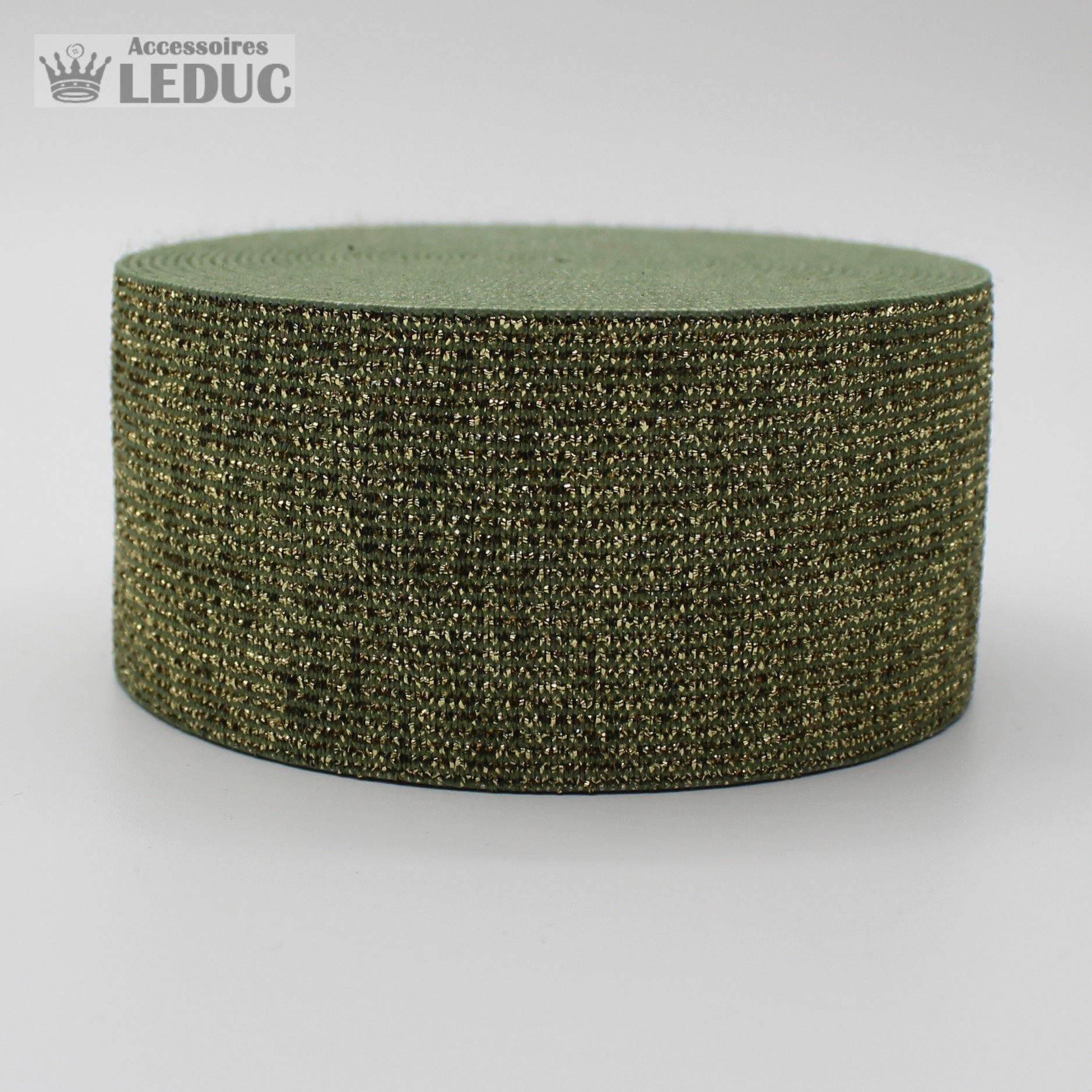 10 meters Khaki / Gold 4cm Elastic - ACCESSOIRES LEDUC BV