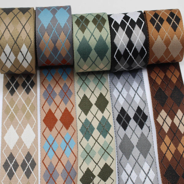 5 Meters Webbing with Geometric Retro Diamond 50mm #RUB3515 - ACCESSOIRES LEDUC BV