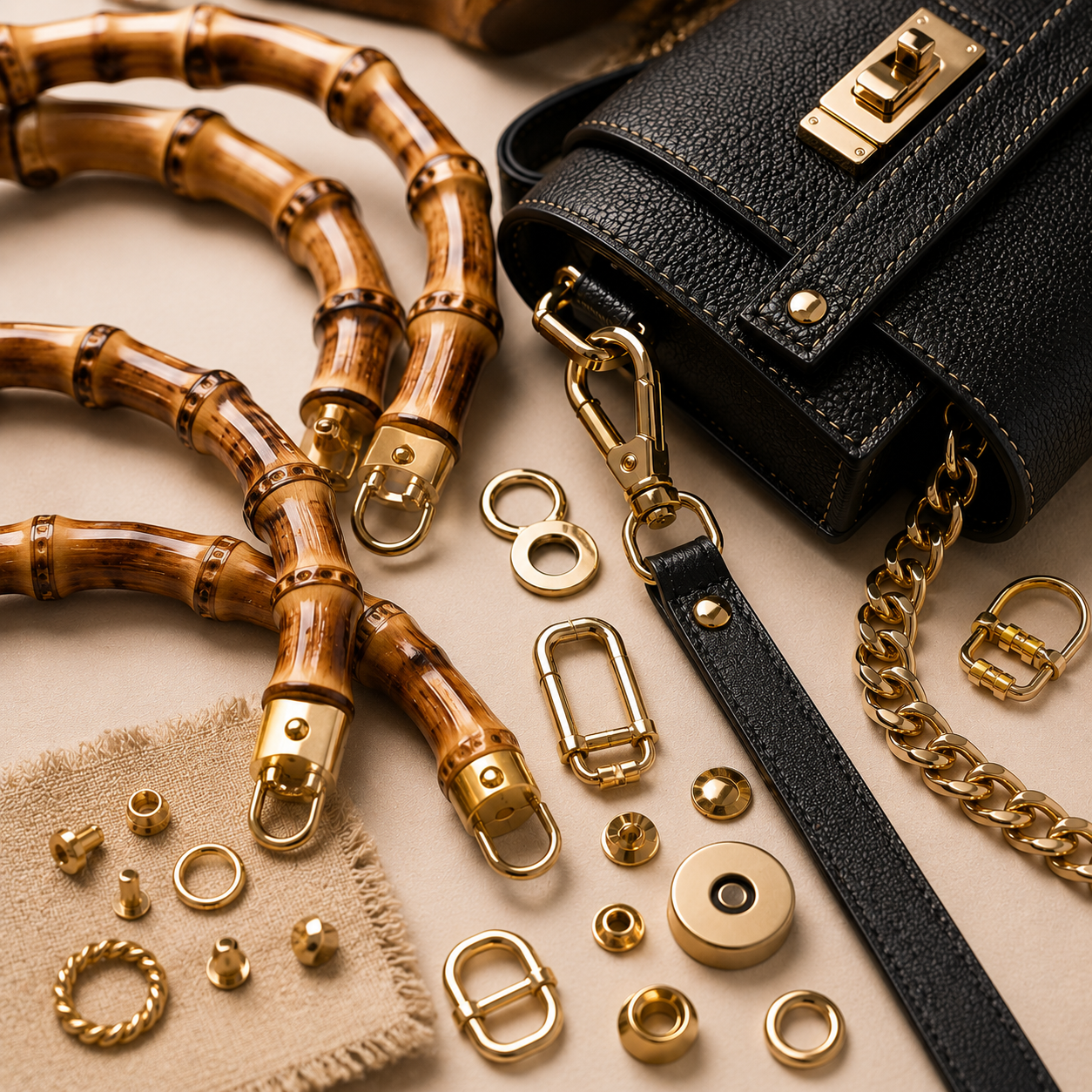Accessoires de couture pour sacs : fermoirs, anse, sangle, boucle et fermeture éclair
