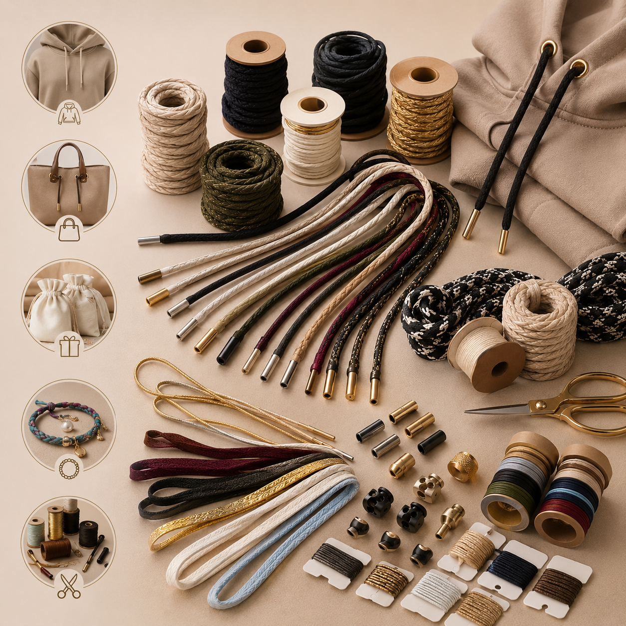 Illustration de corde, schéma de nœud pour couture ou travaux manuels
