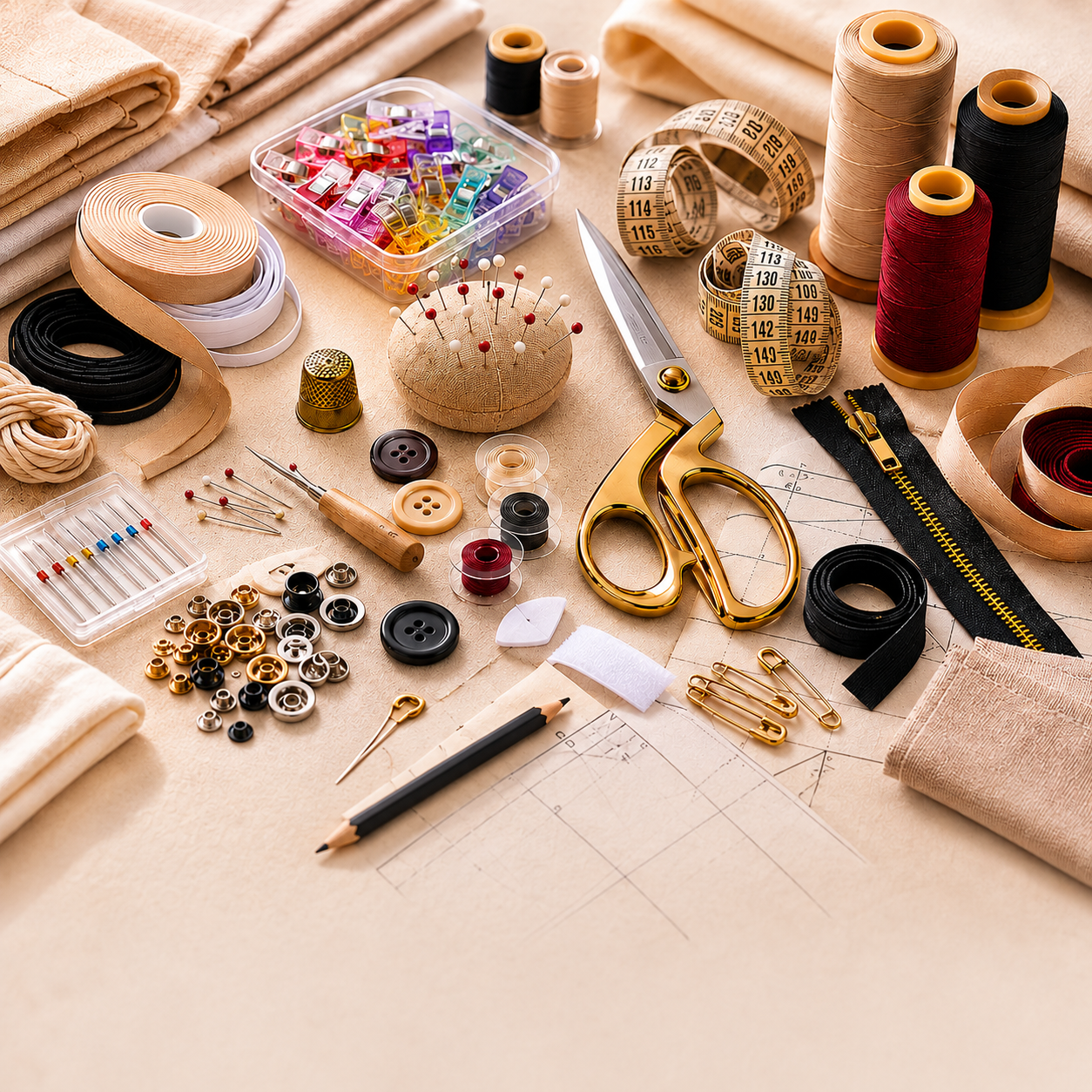 Illustration d’aiguilles de couture et épingles, accessoires essentiels pour travaux manuels.