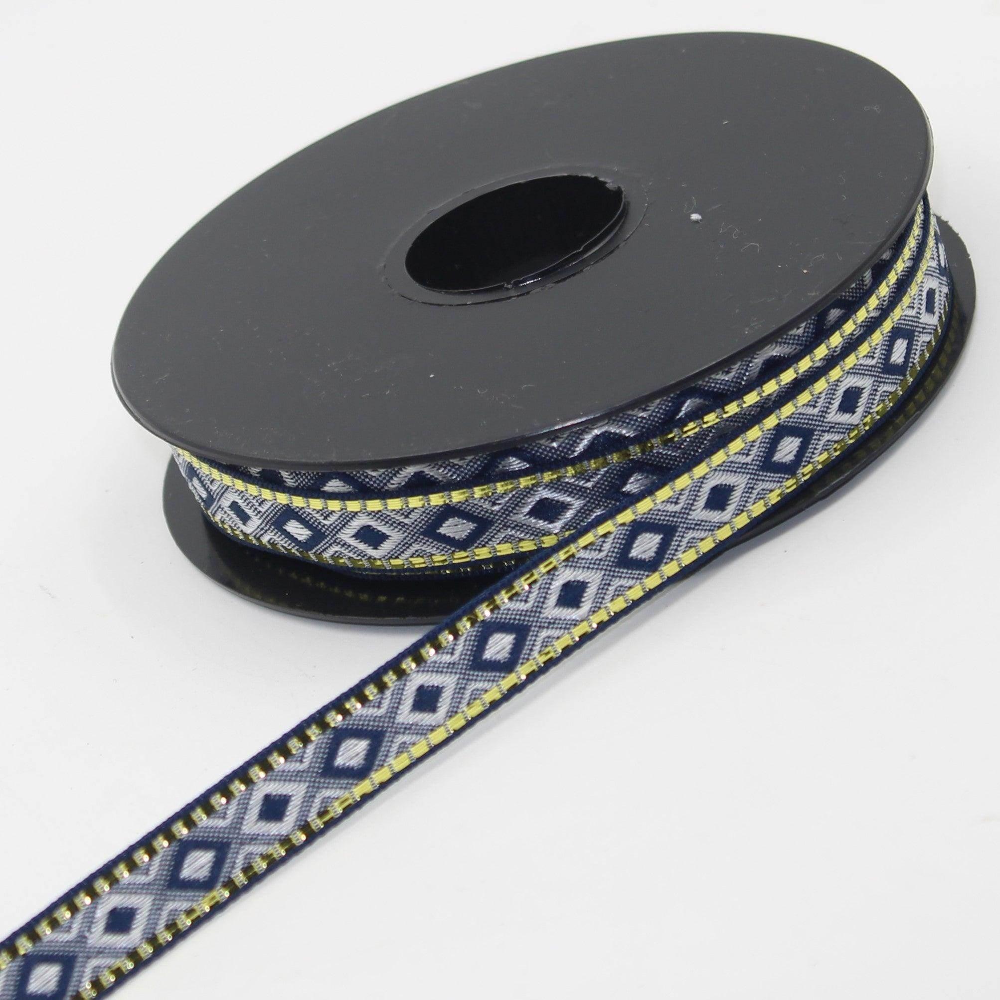 10 meters 12mm Floral Jacquard Braid with Lurex Edges #JAC4693 - ACCESSOIRES LEDUC BV