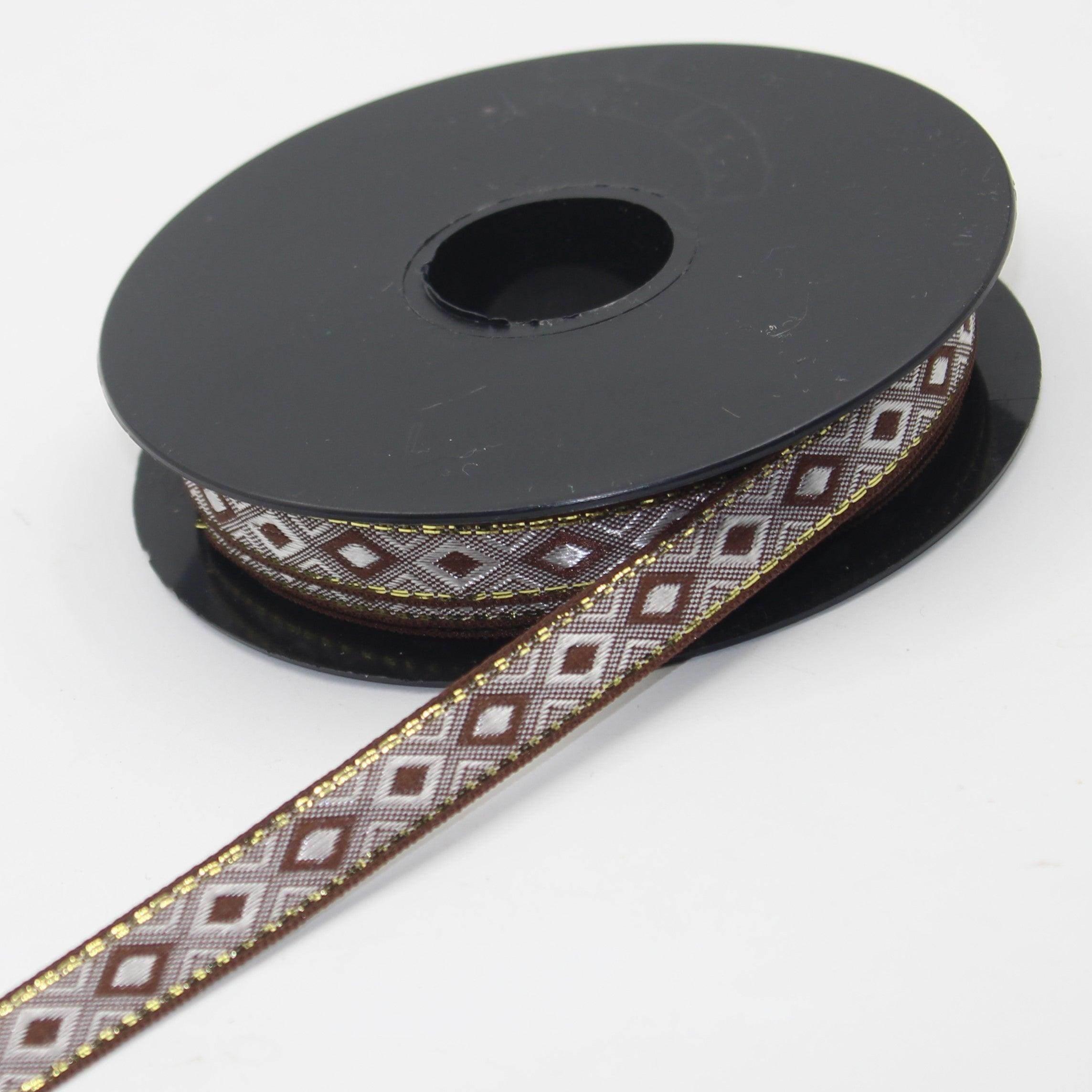 10 meters 12mm Floral Jacquard Braid with Lurex Edges #JAC4693 - ACCESSOIRES LEDUC BV
