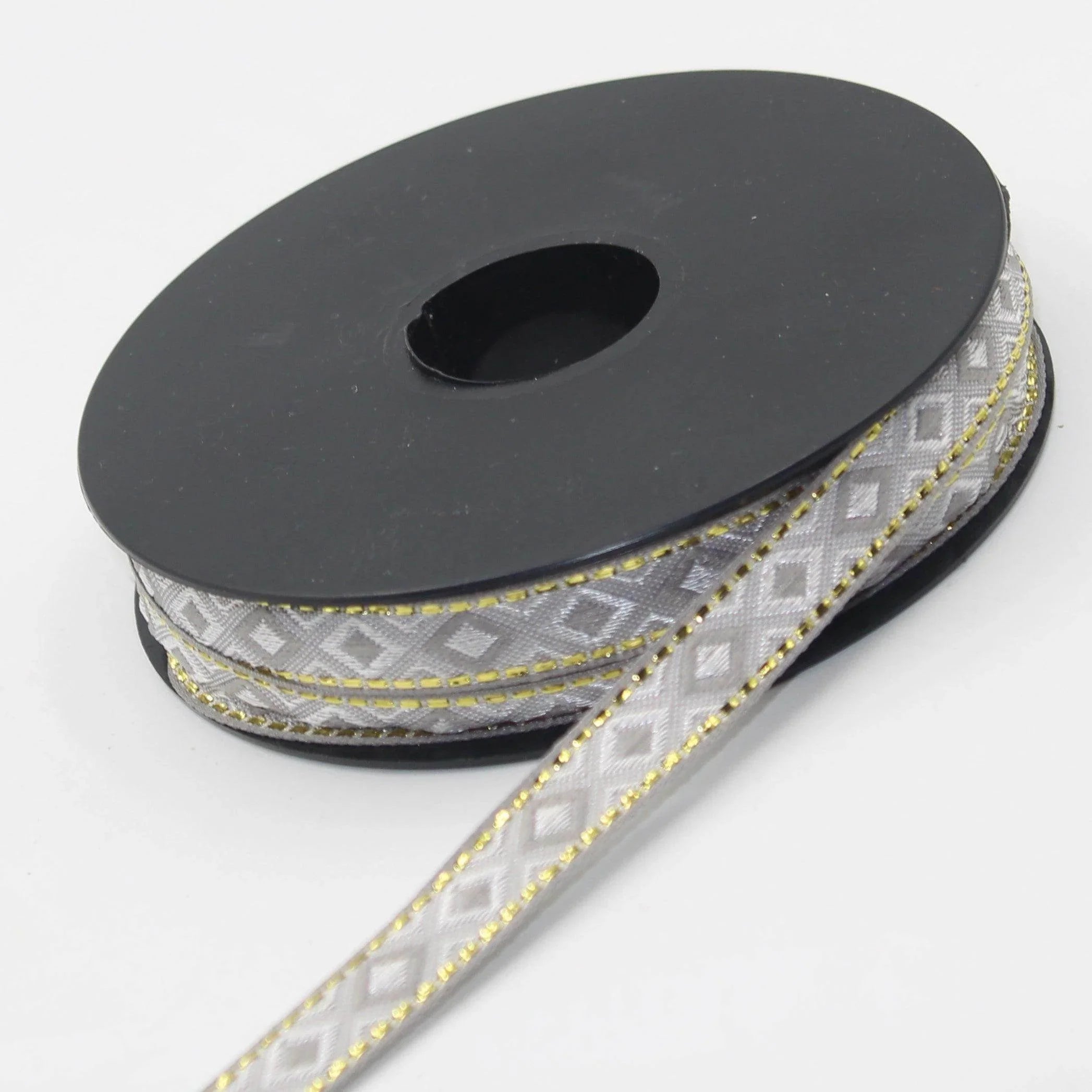 10 meters 12mm Floral Jacquard Braid with Lurex Edges #JAC4693 - ACCESSOIRES LEDUC BV
