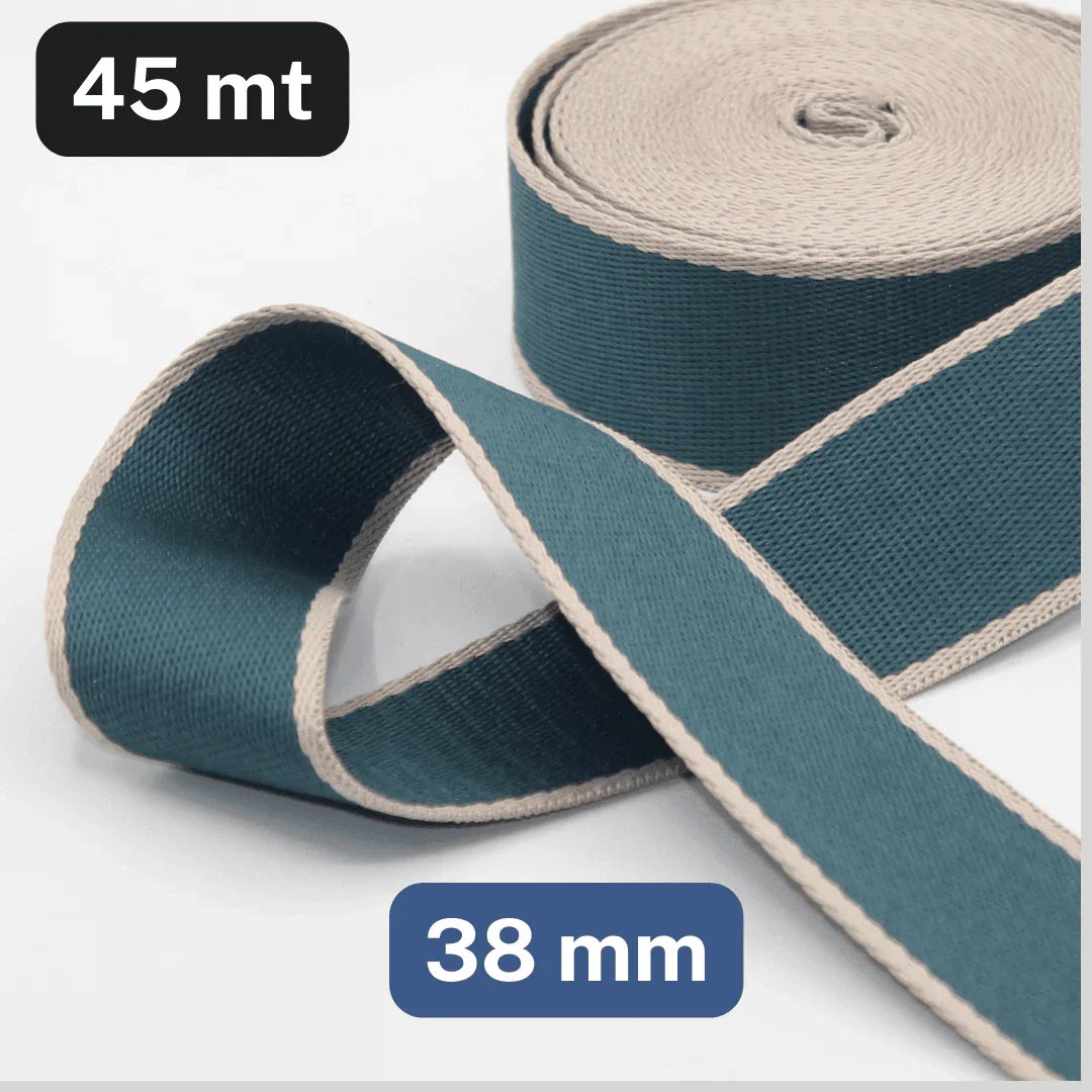 Bicolor Fine Tape 45 meters Ecru / Duck Blue - ACCESSOIRES LEDUC BV