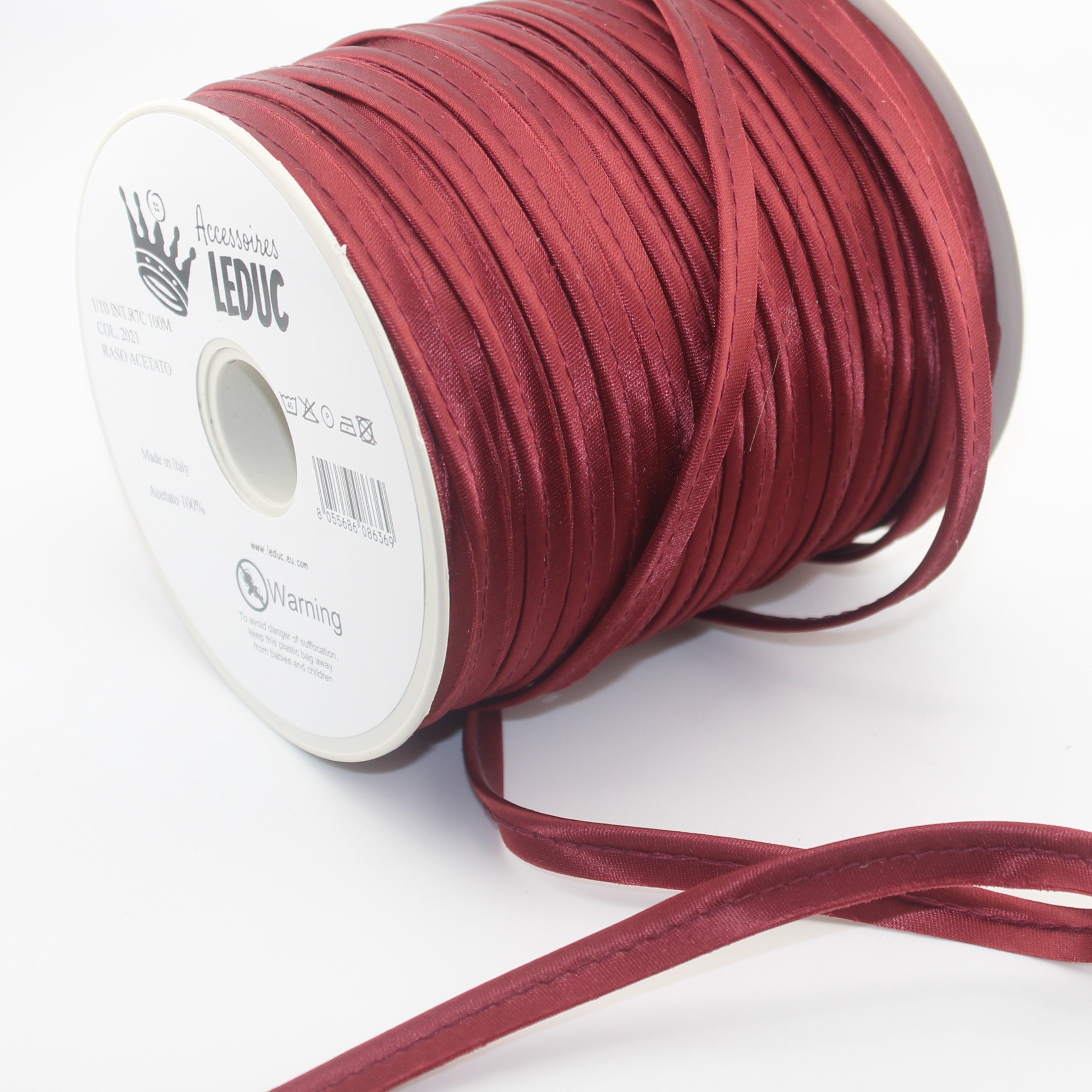Passepoil en satin, rouleau de 100 m, 10 mm