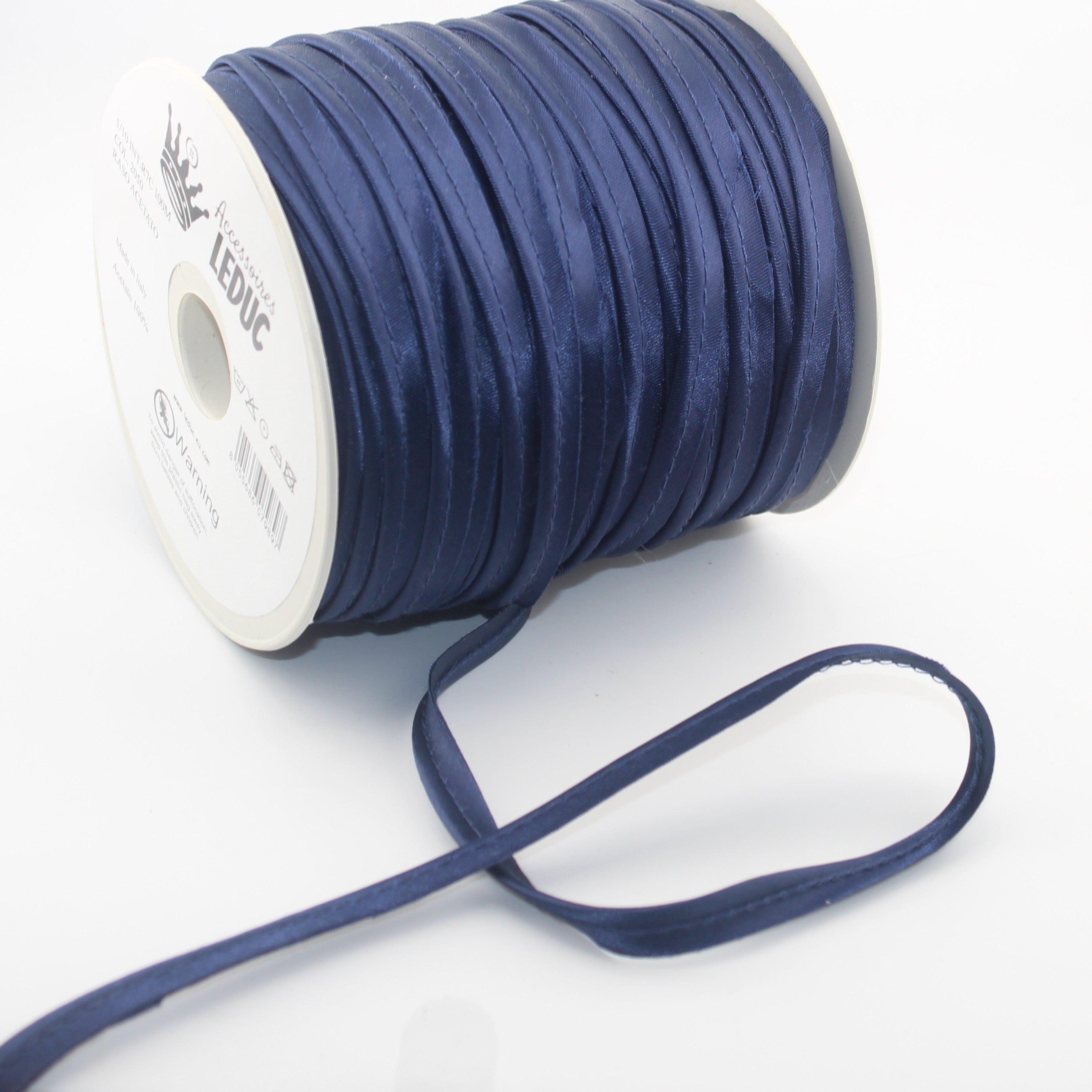 Passepoil en satin, rouleau de 100 m, 10 mm