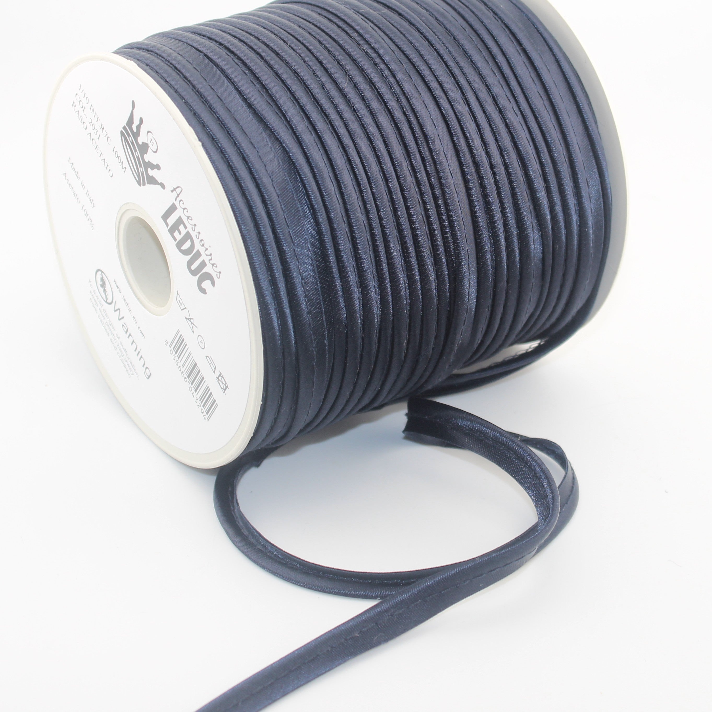 Passepoil en satin, rouleau de 100 m, 10 mm