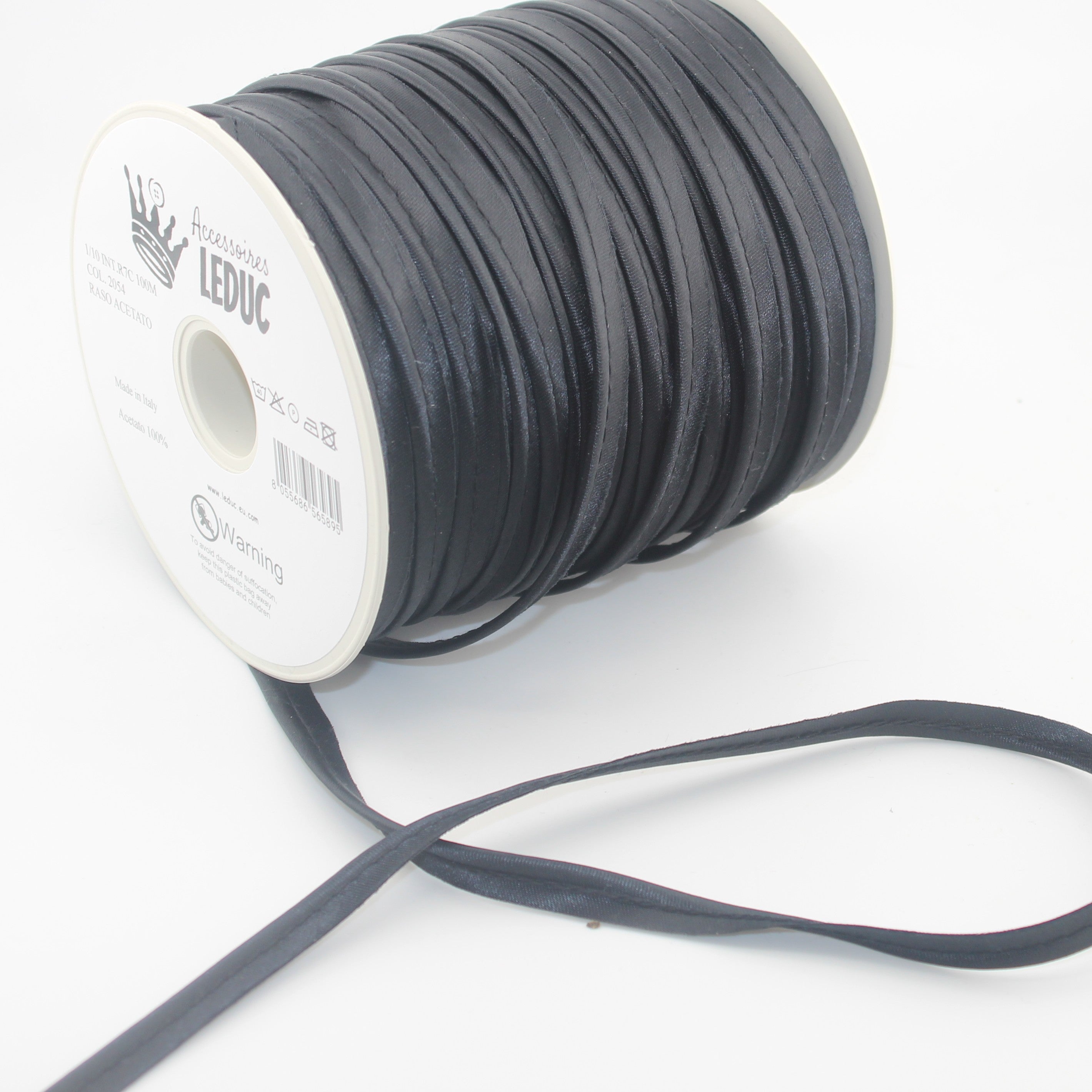 Passepoil en satin, rouleau de 100 m, 10 mm
