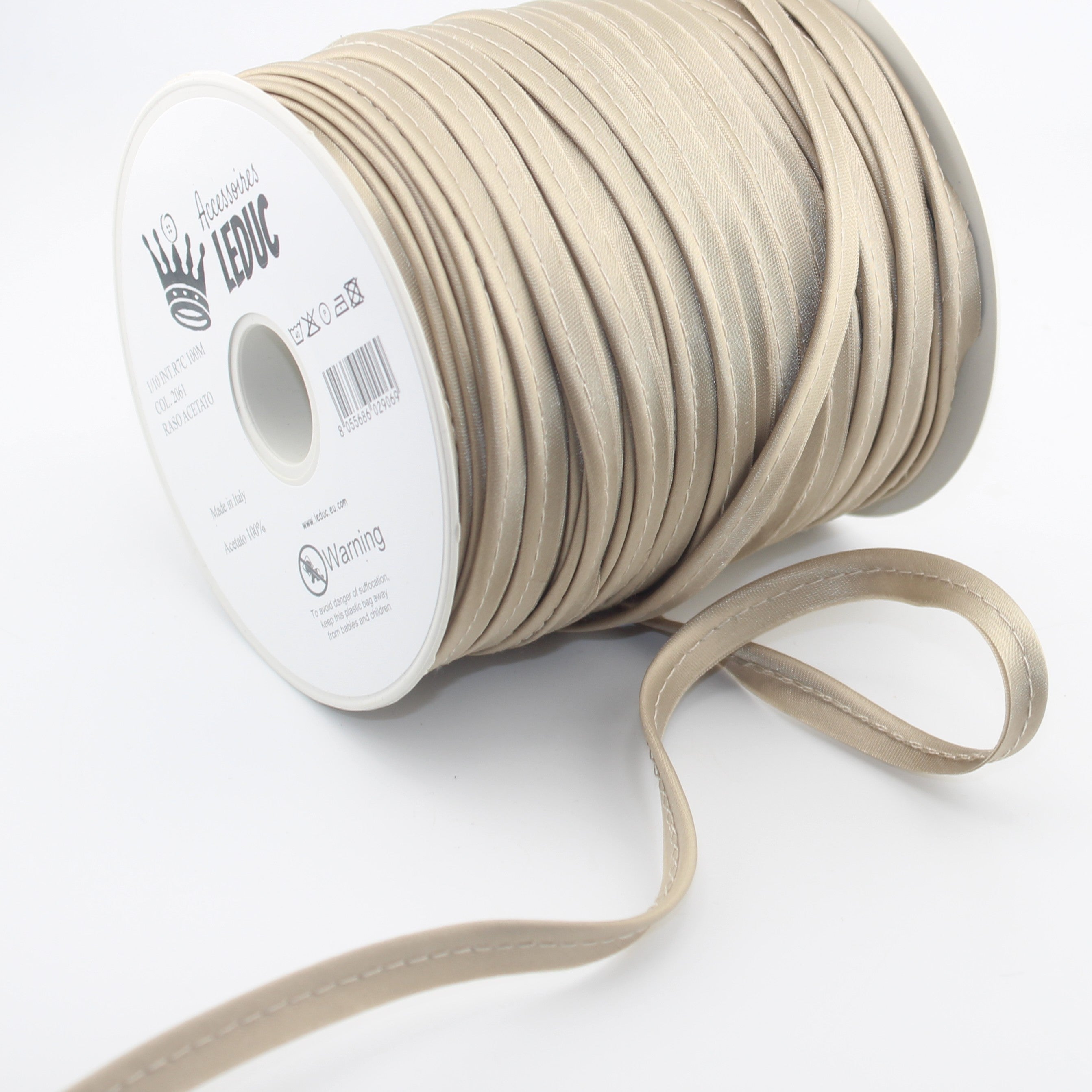 Passepoil en satin, rouleau de 100 m, 10 mm