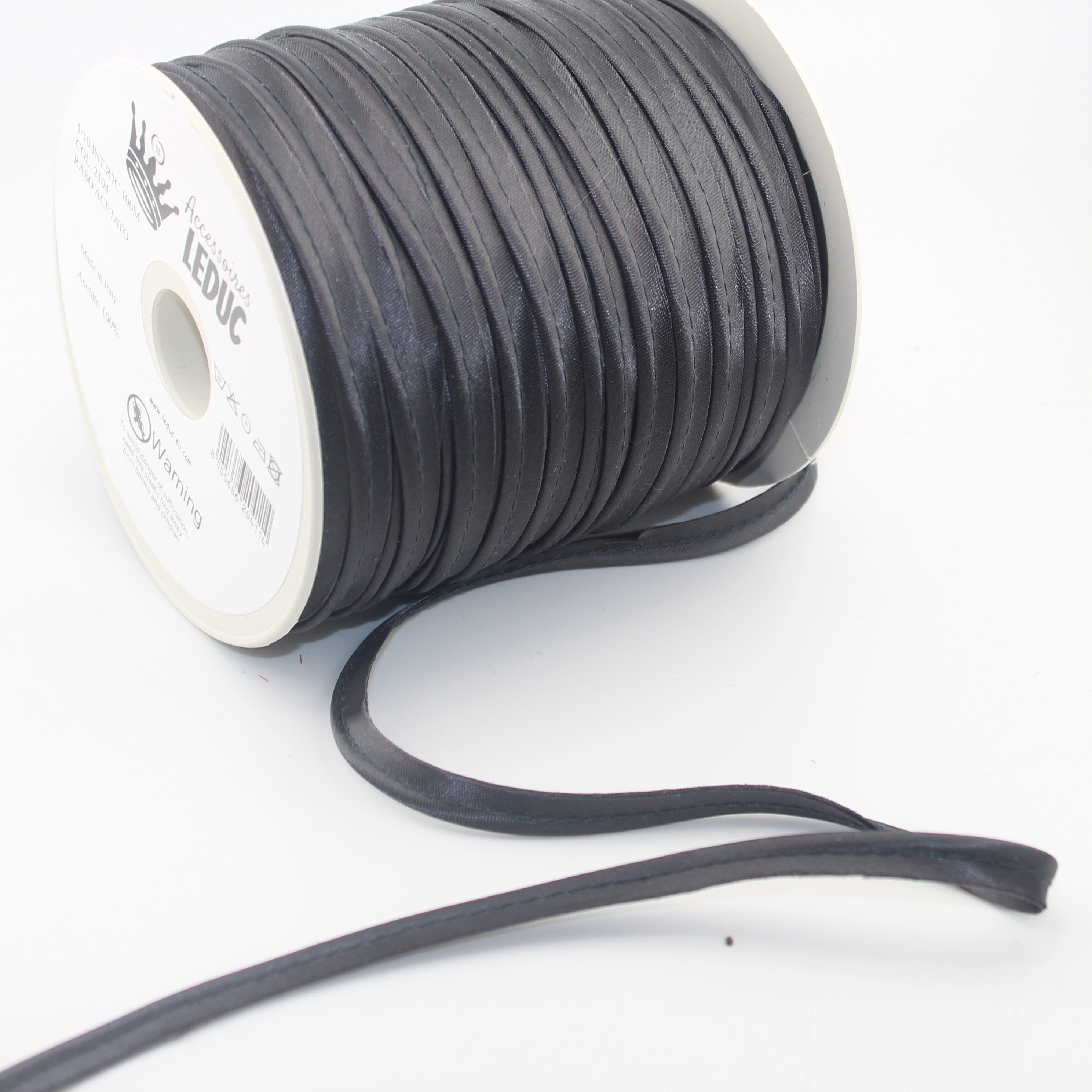 Passepoil en satin, rouleau de 100 m, 10 mm