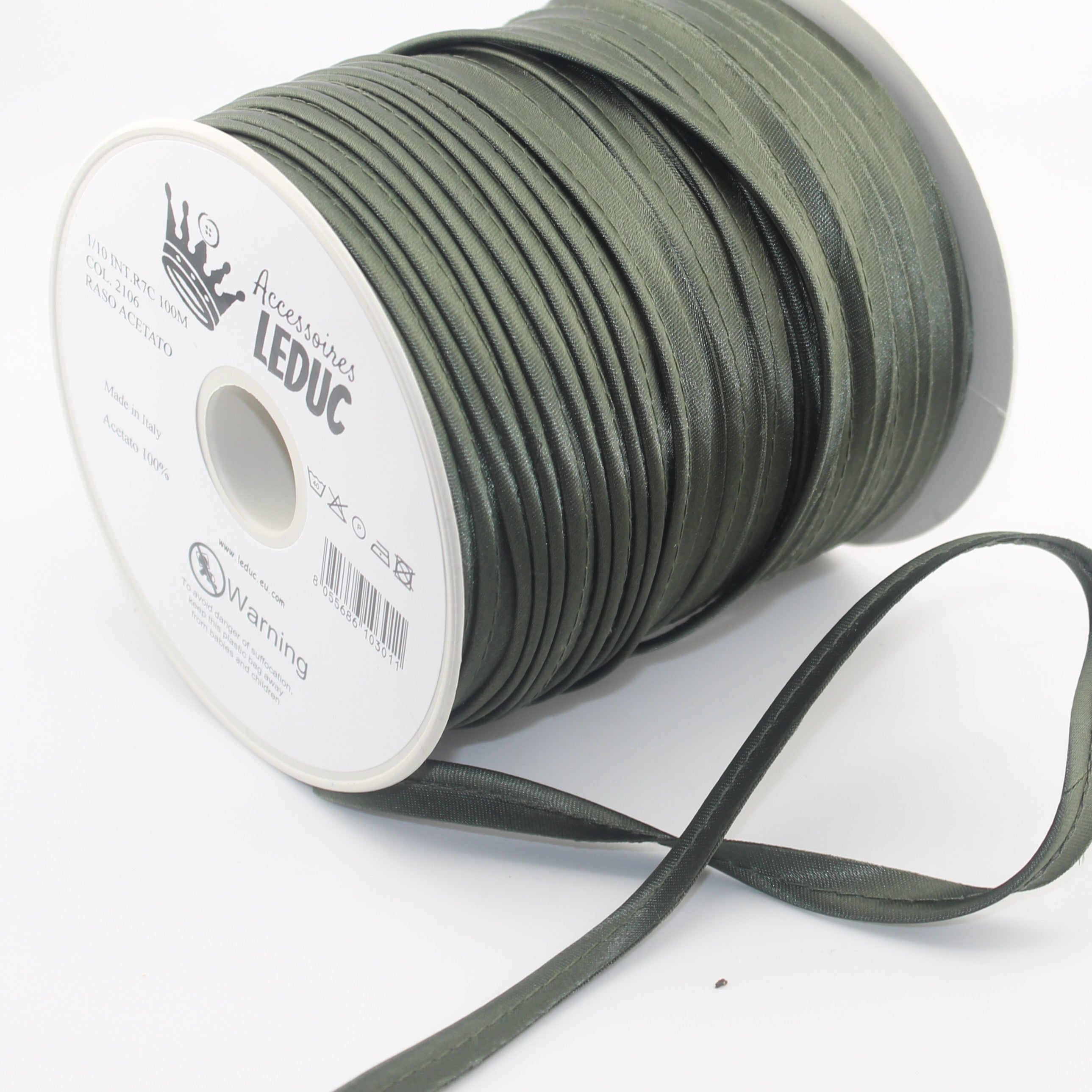 Passepoil en satin, rouleau de 100 m, 10 mm